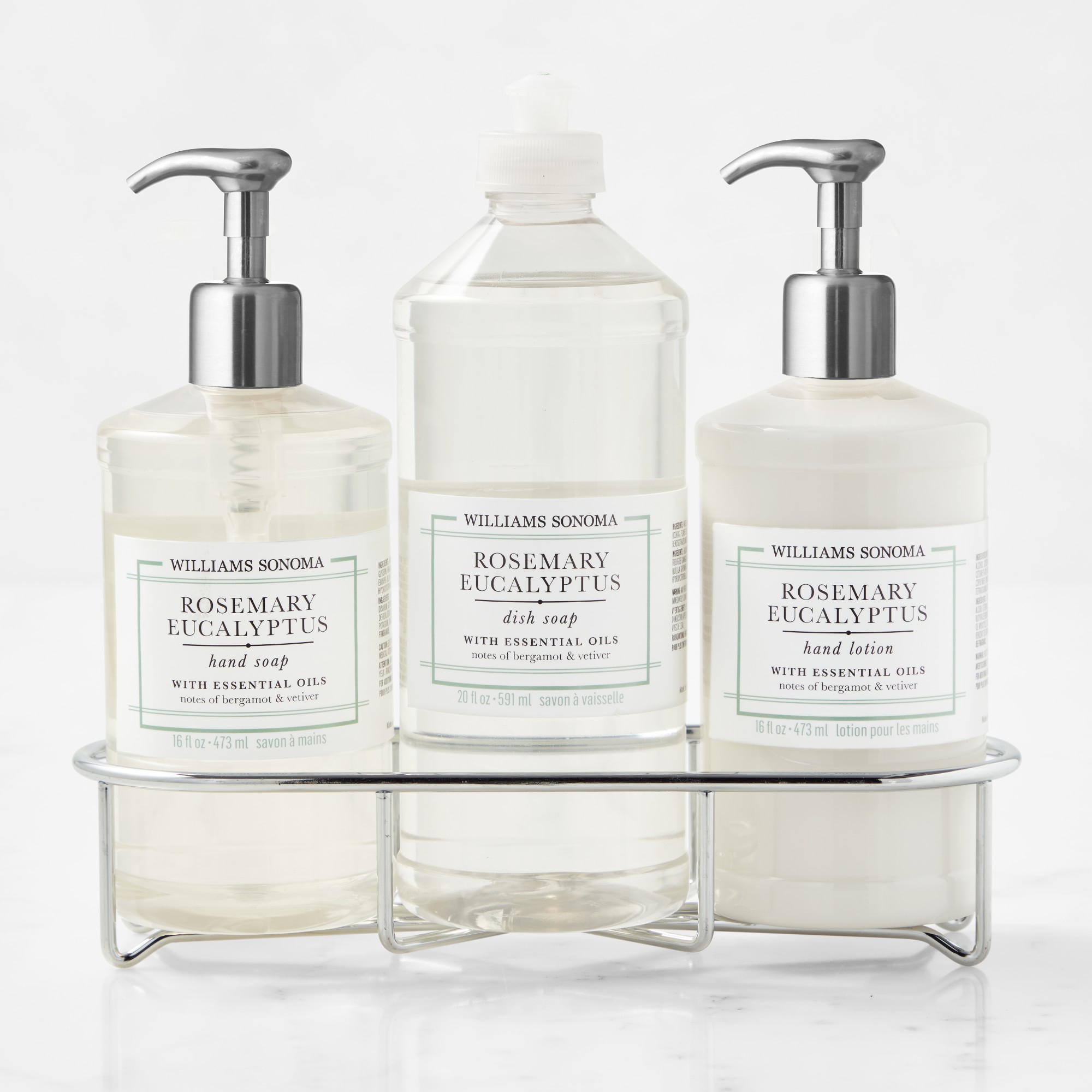 Williams Sonoma Rosemary Eucalyptus Hand Soap, Dish Soap & Lotion 4-Piece Kitchen Set