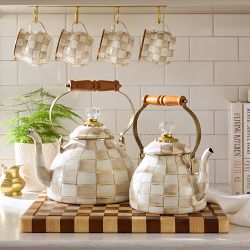 MacKenzie-Childs Mocha Check Tea Kettle