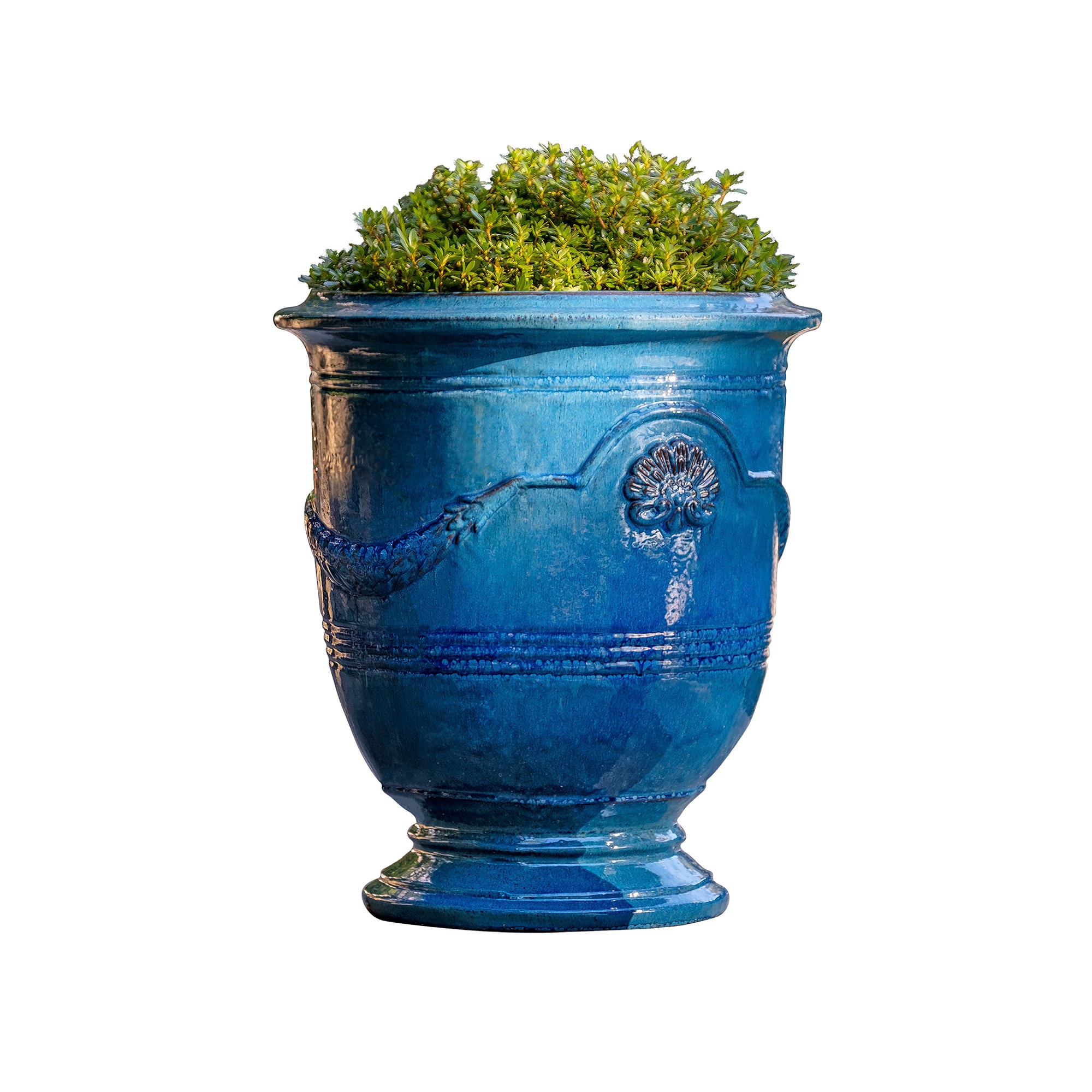 Coquille Anduze Urn in Cerulean
