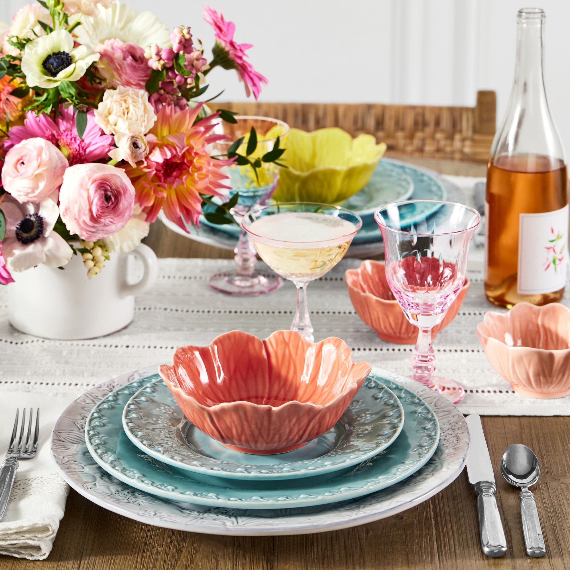 Crotchet Inset Napkins, Set of 4