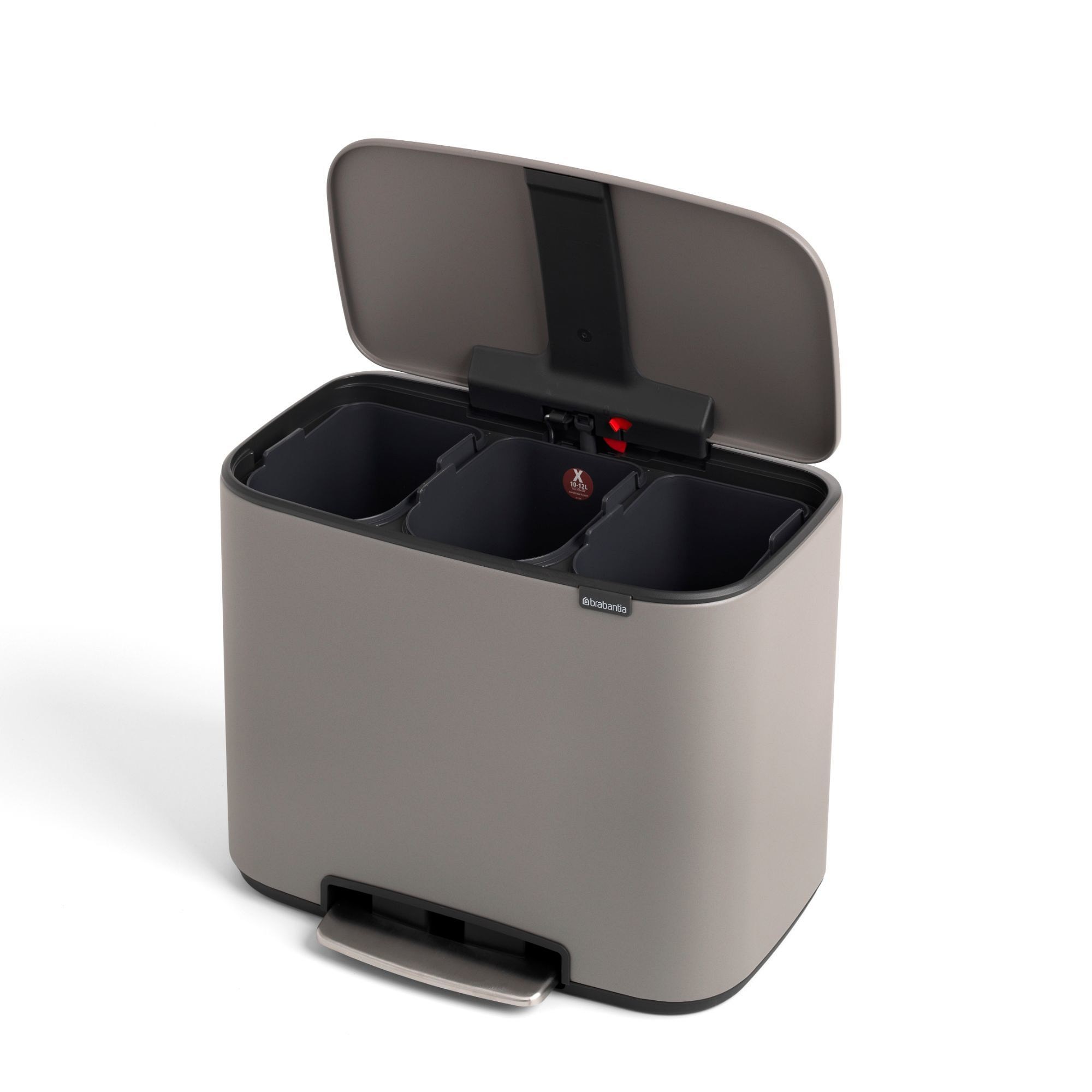 Brabantia Bo Step On Multi Compartment Recycling Trash Can, 3 x 3 Gallon