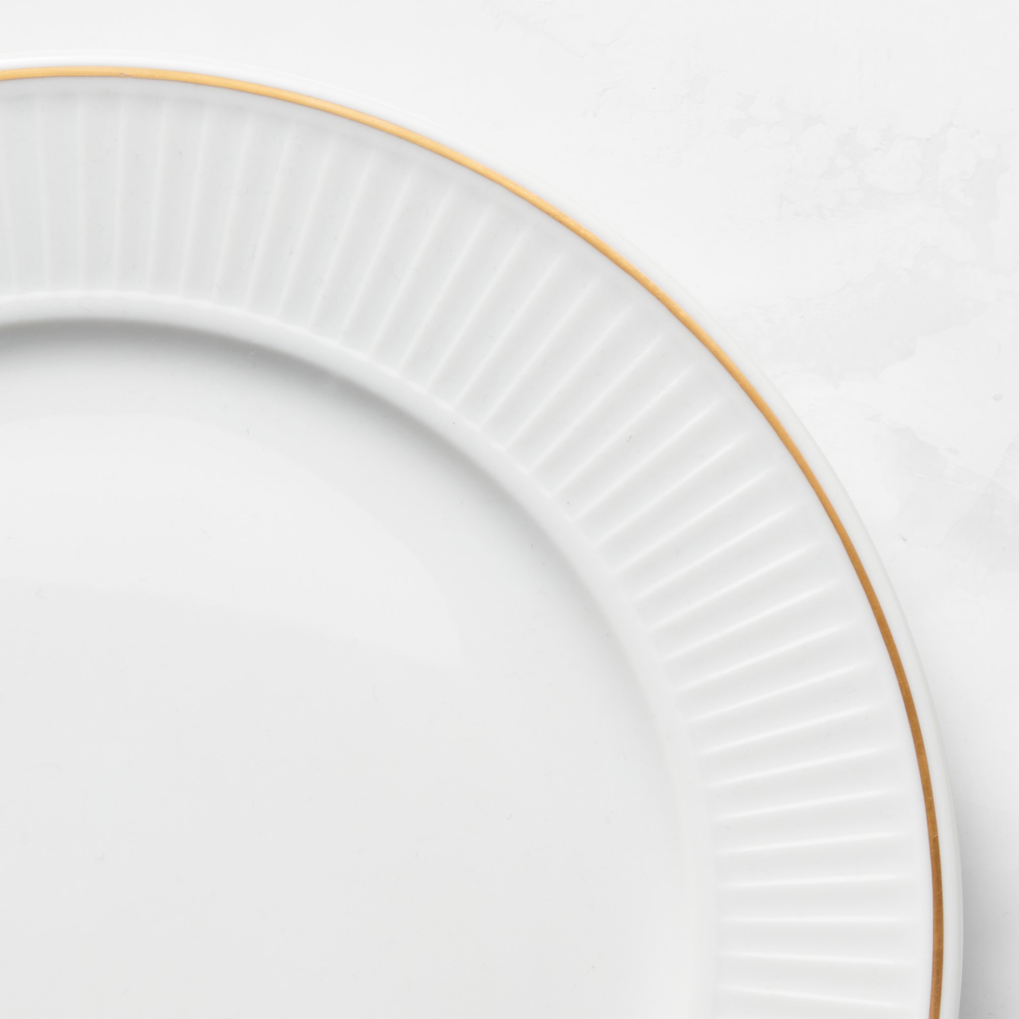 Pillivuyt Plisse Gold Porcelain Dinner Plates, Set of 4