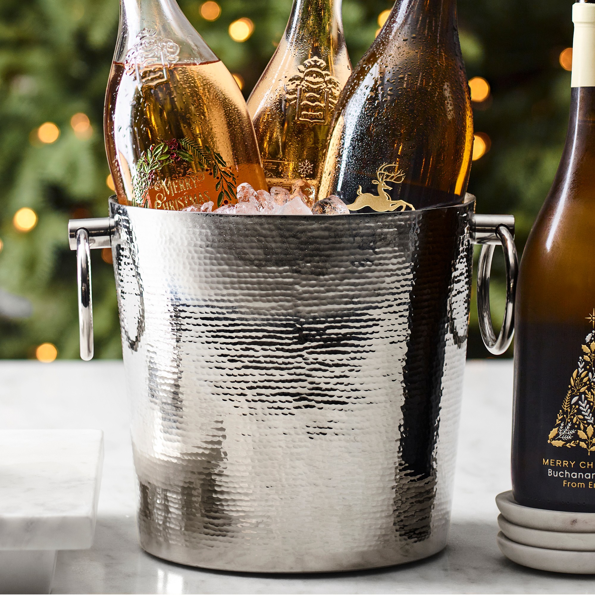 Hammered Stainless-Steel Champagne Bucket