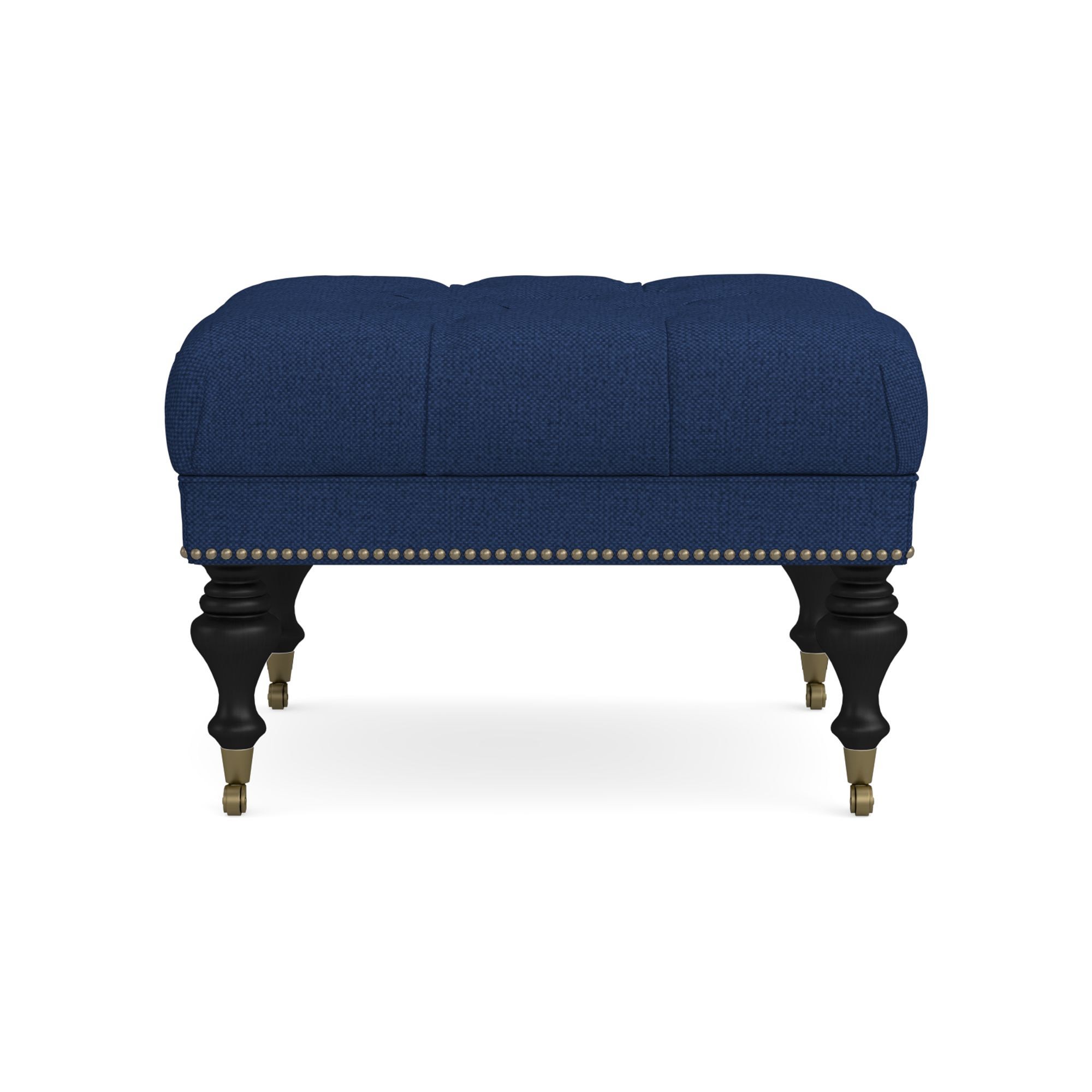 Fairfax Square Ottoman, Turned Leg with Tufted Top (26