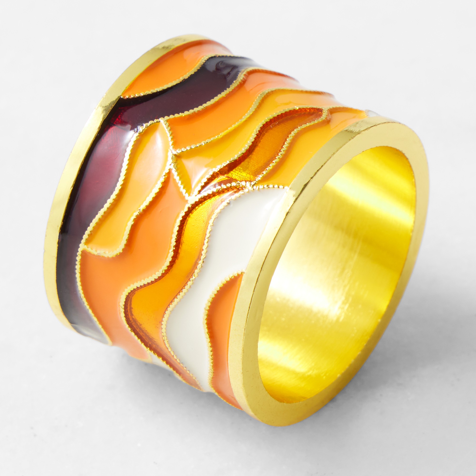 Cloisonné Wave Napkin Rings, Set of 4