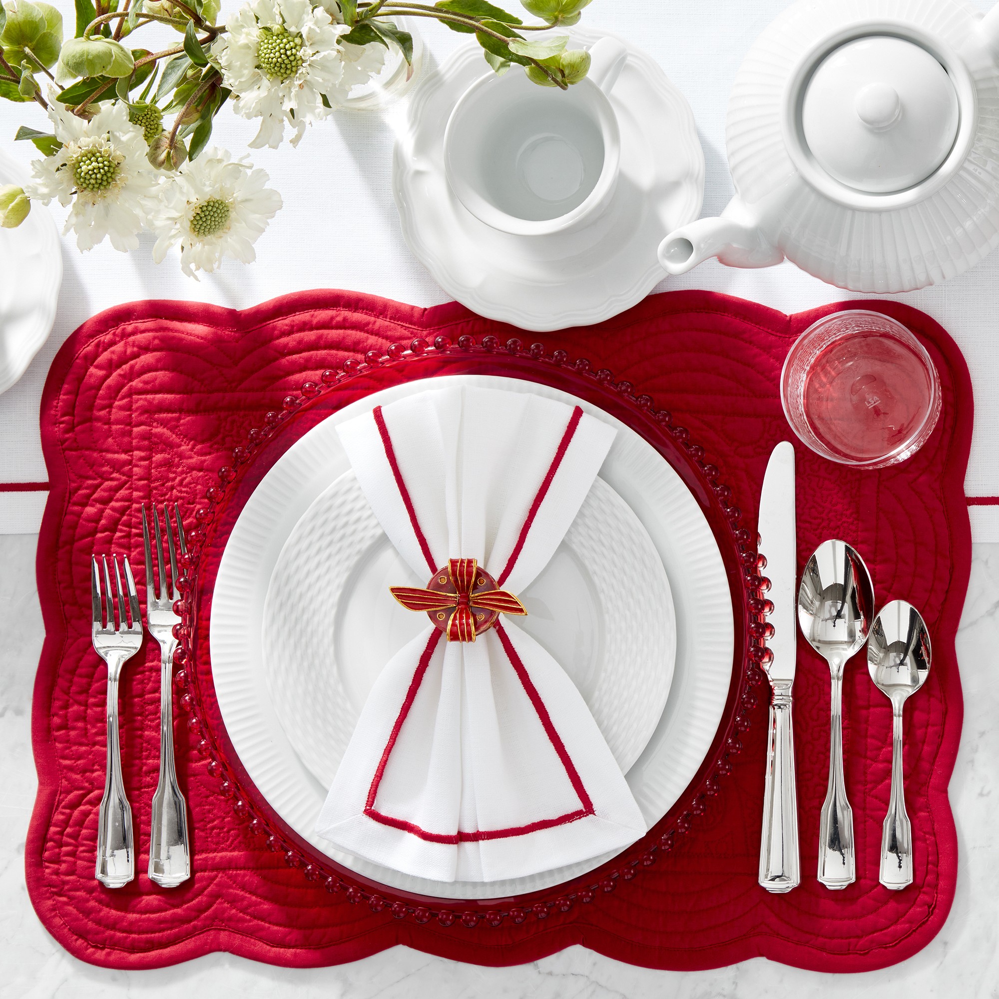 Red Border Table Runner