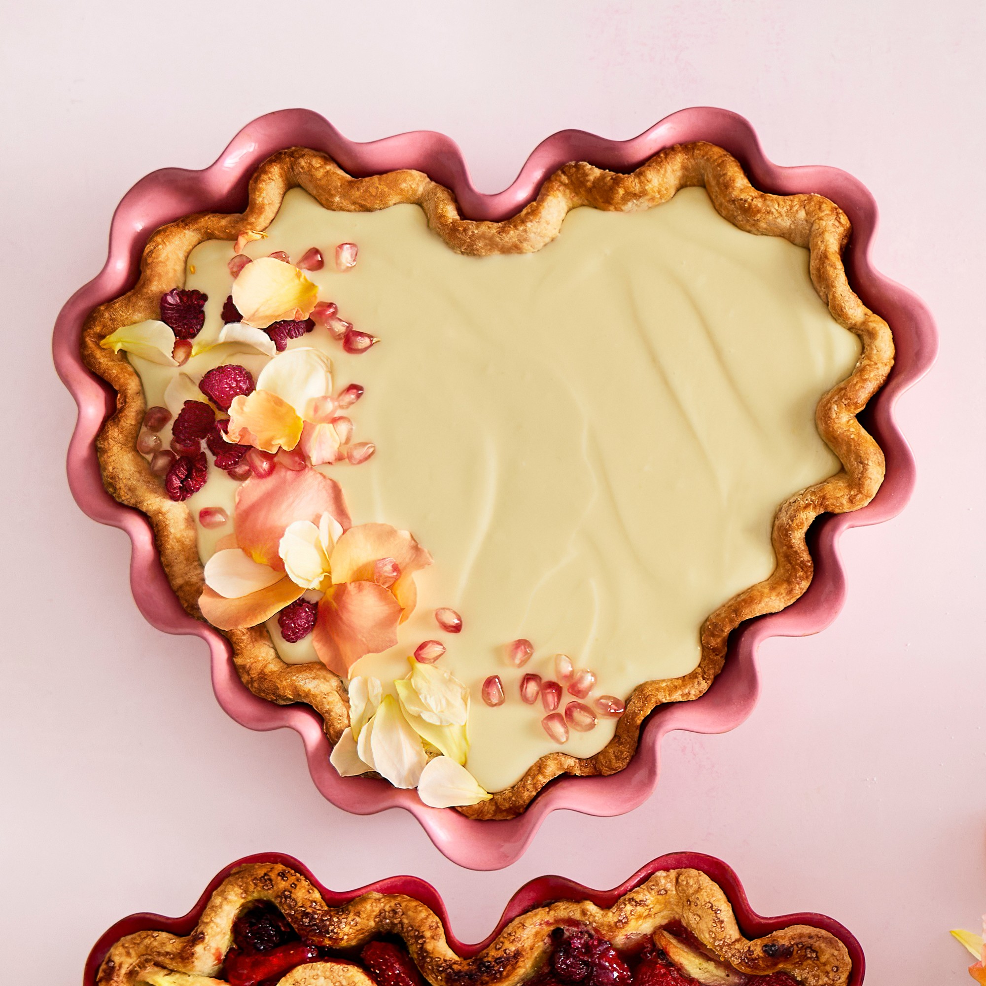 Emile Henry French Ceramic Ruffle Heart Pie Dish