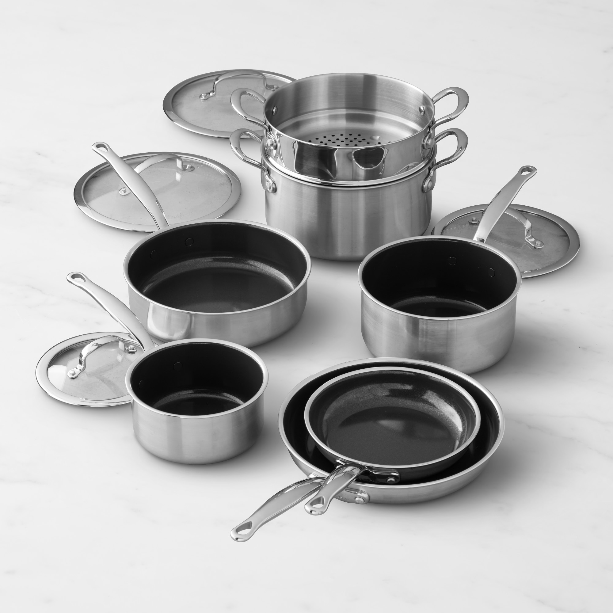 GreenPan™ Premiere Stainless-Steel Ceramic Nonstick 11-Piece Cookware Set