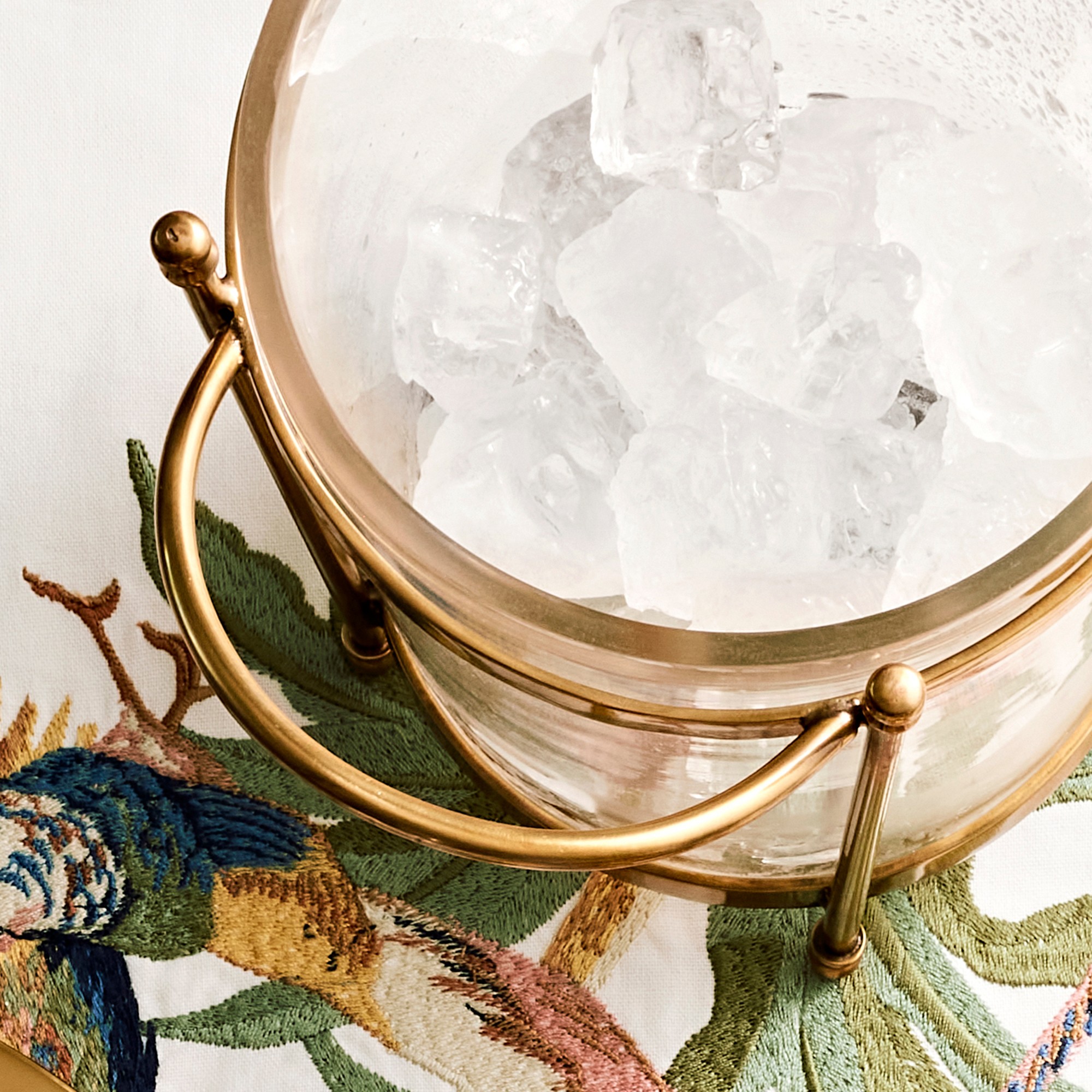 Antique Brass & Glass Champagne Bucket