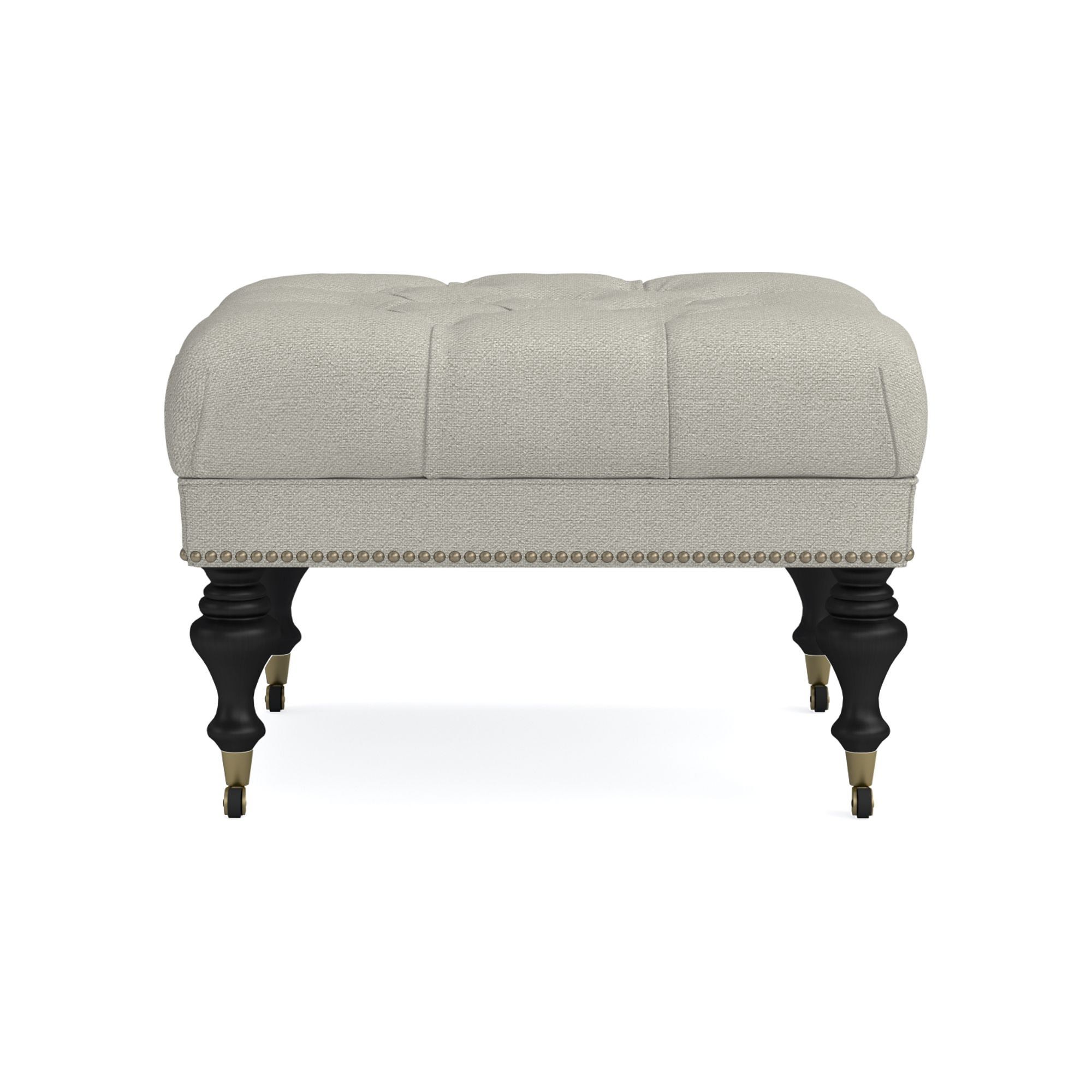 Fairfax Square Ottoman, Turned Leg with Tufted Top (26