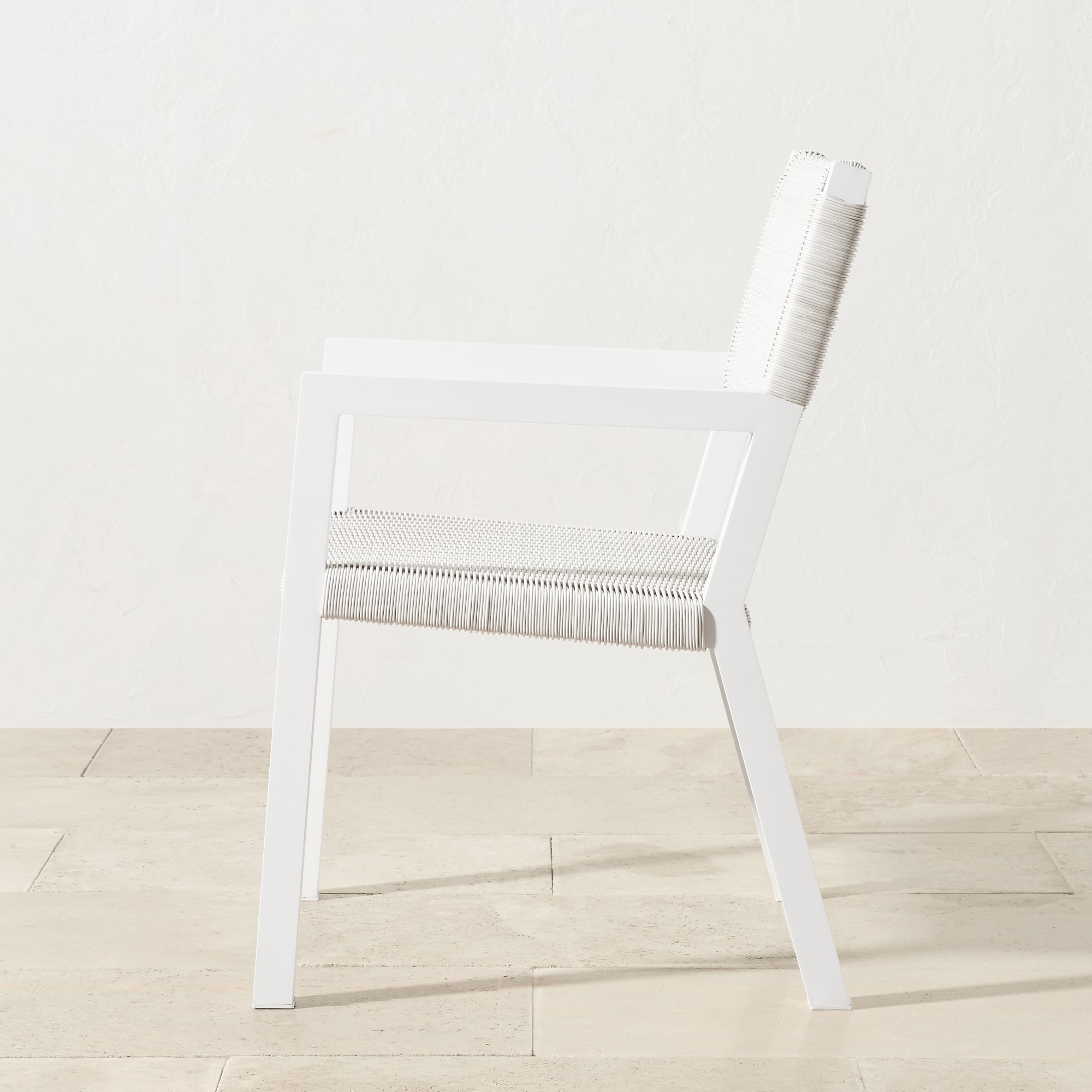 Larnaca Outdoor White Metal x All-Weather Weave Dining Armchair