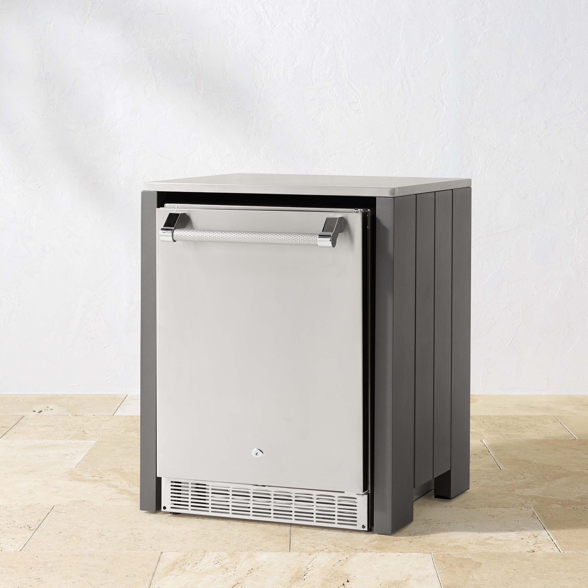 Larnaca Slate Grey Metal Kitchen Convertible Refrigerator Cabinet