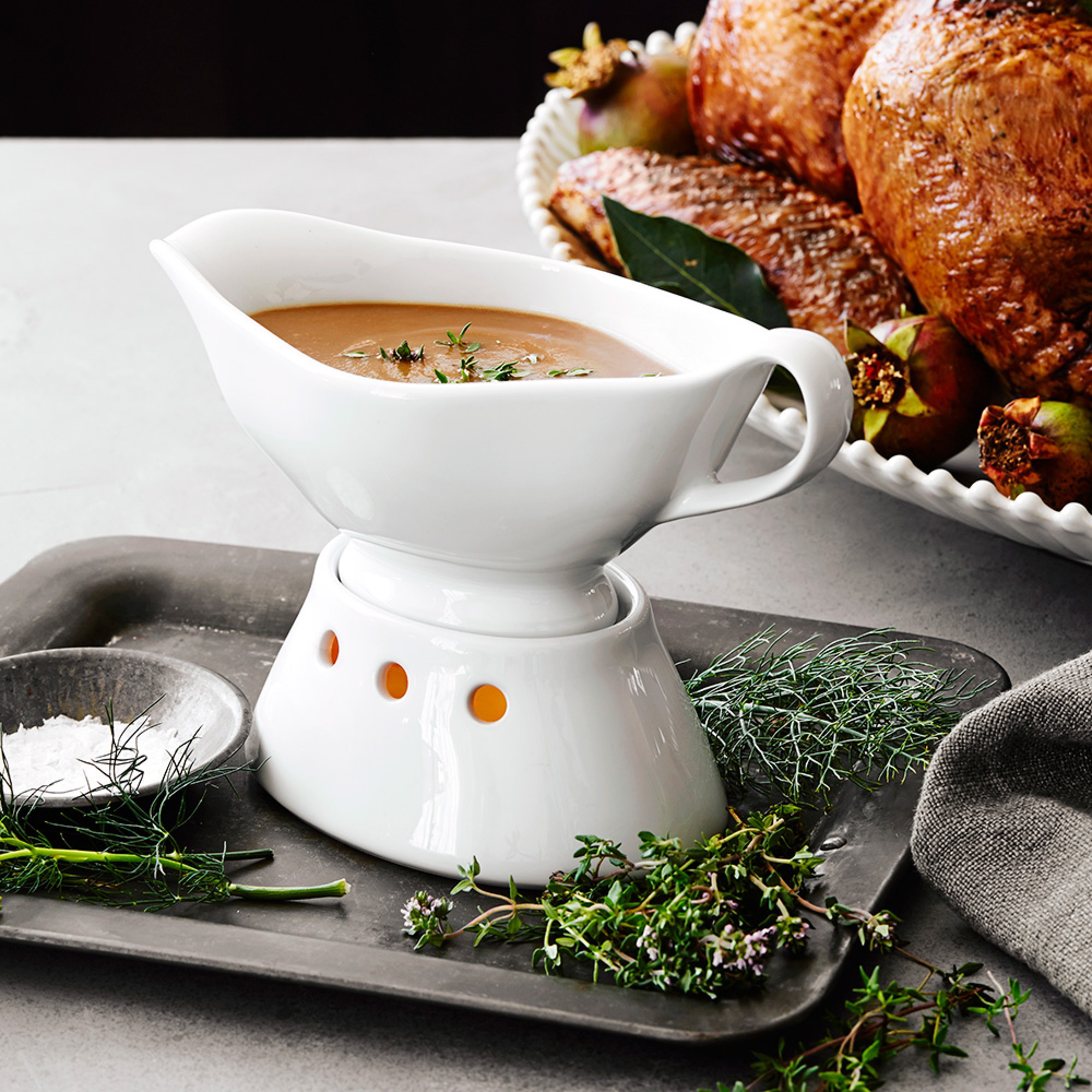 Pillivuyt Porcelain Gravy Boat with Warming Base