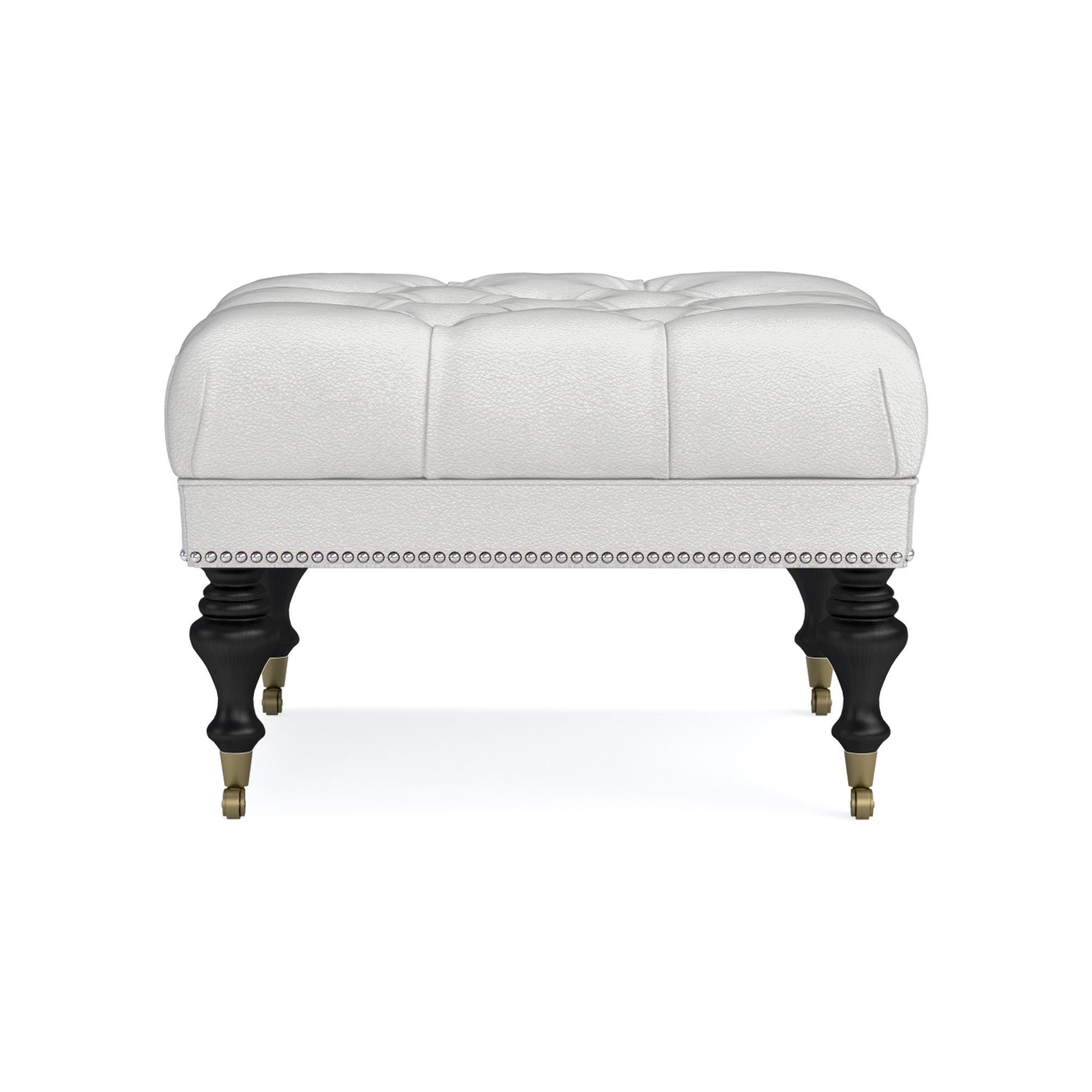 Fairfax Square Ottoman, Turned Leg with Tufted Top (26