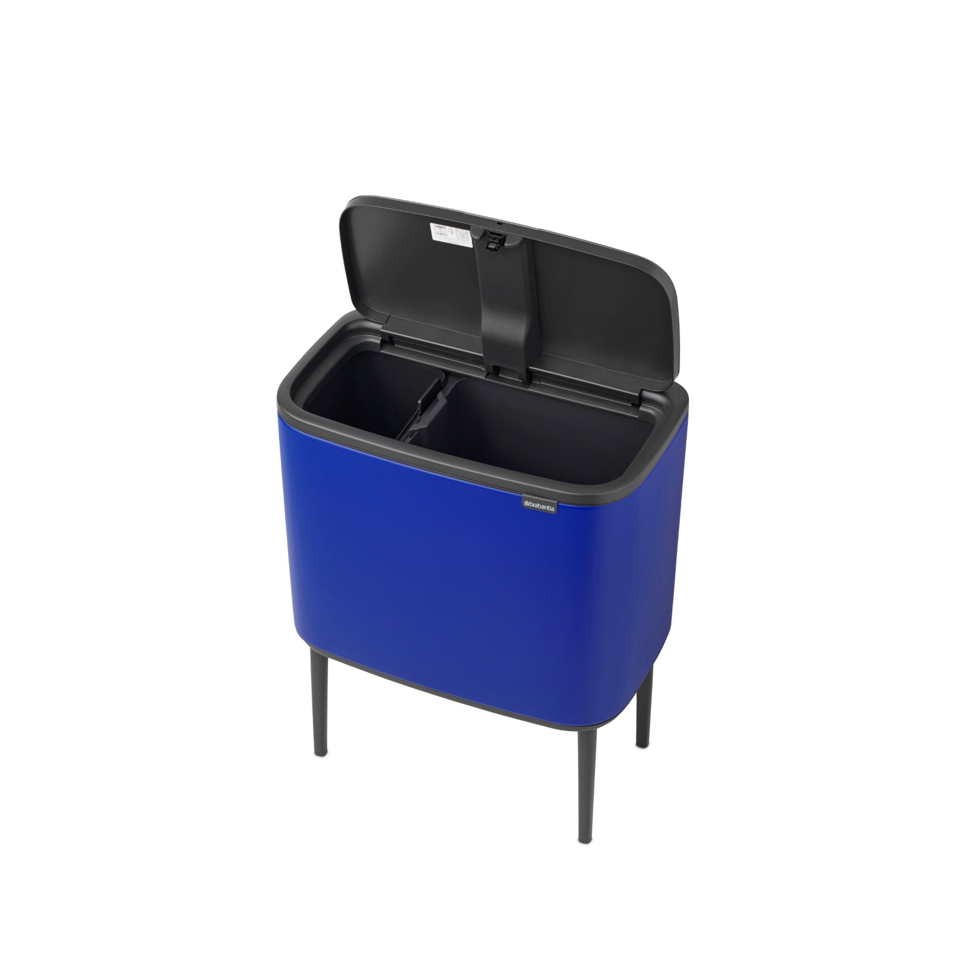 Brabantia Bo Touch Top Dual Compartment Recycling Trash Can, 3 + 6 Gallon