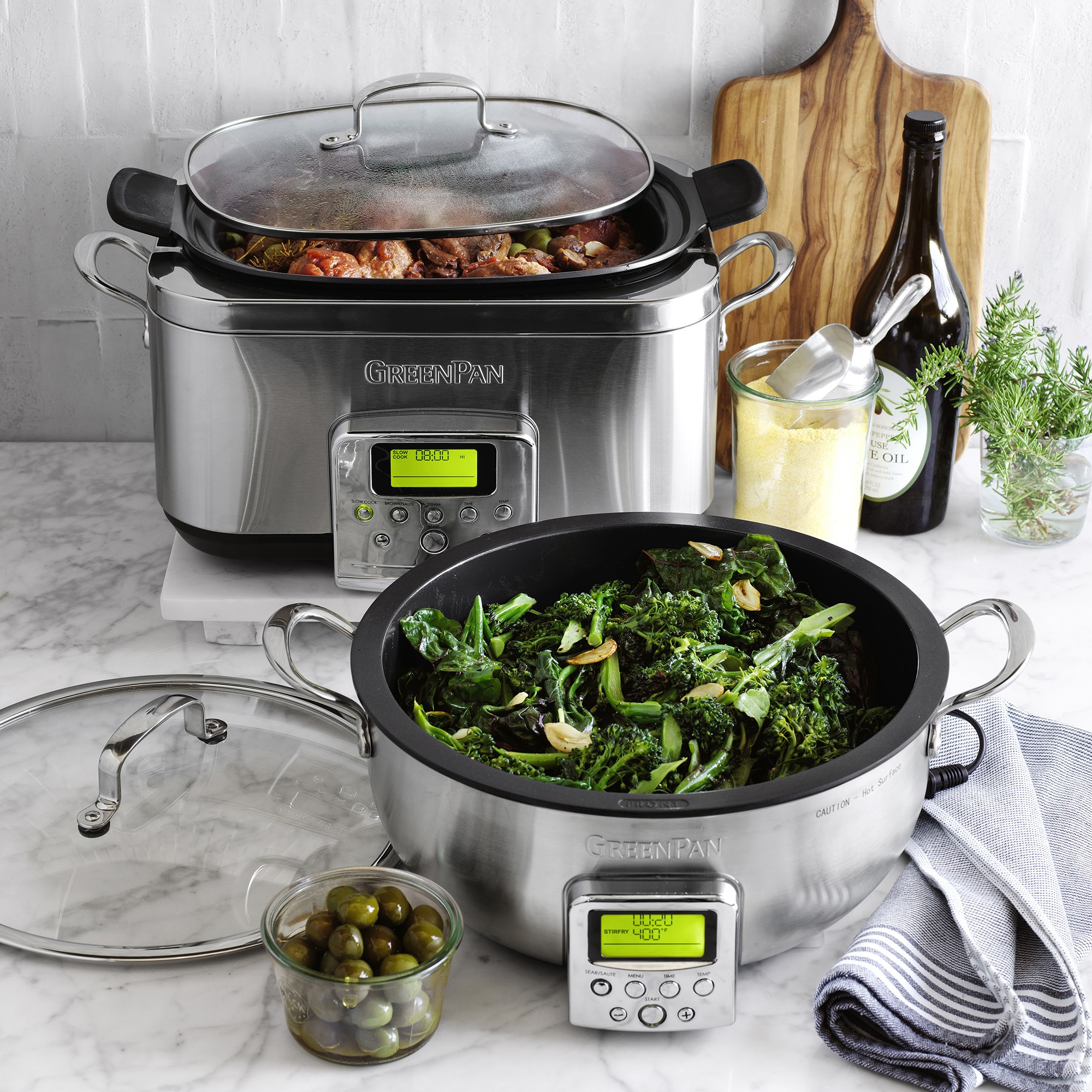 GreenPan™ Premiere Stainless-Steel Slow Cooker, 6-Qt.