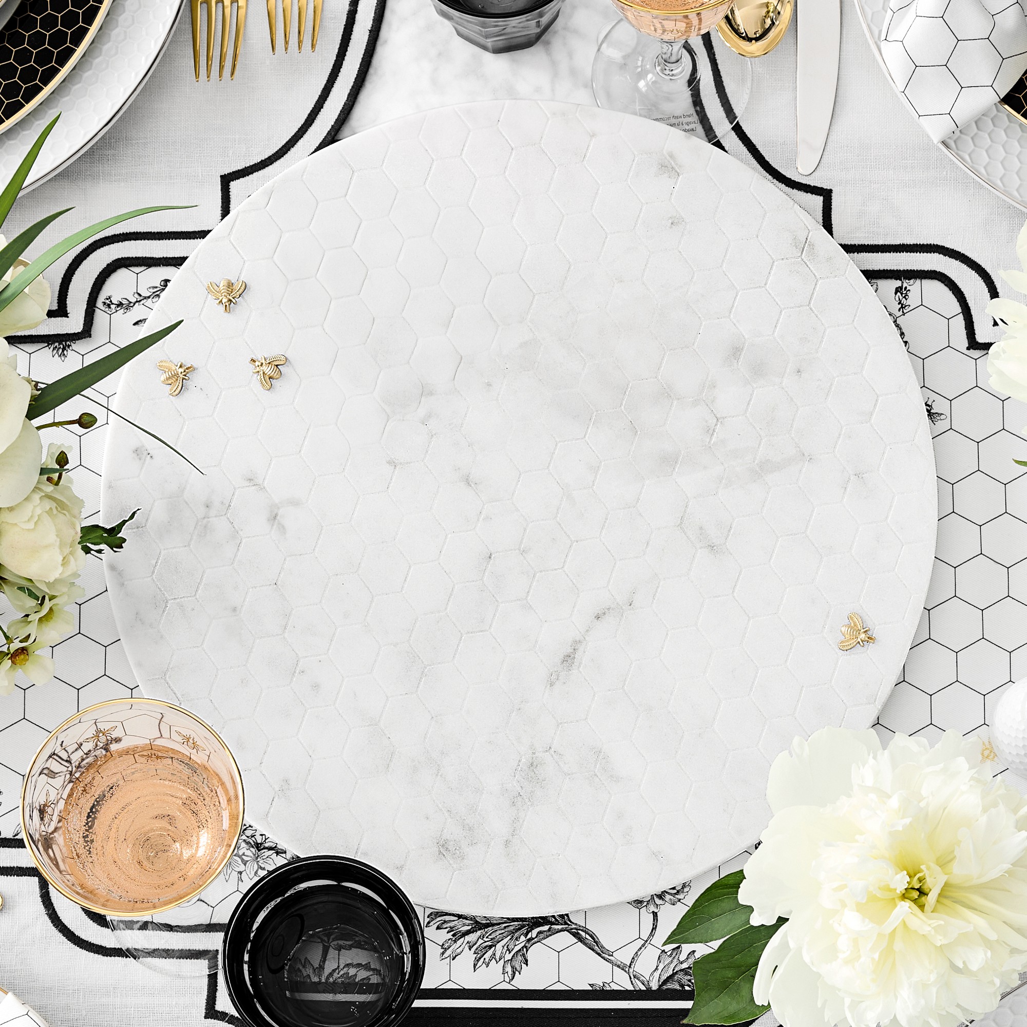 Marble Honeycomb Round Cheese Board