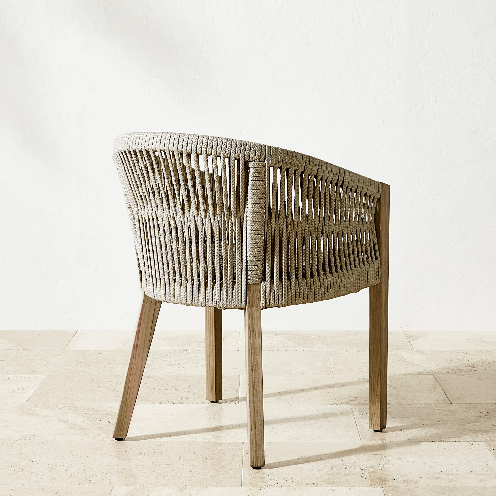 Pasadena Outdoor Fiberstone and Rope Round Dining Table & Pasadena Dining Chairs (60