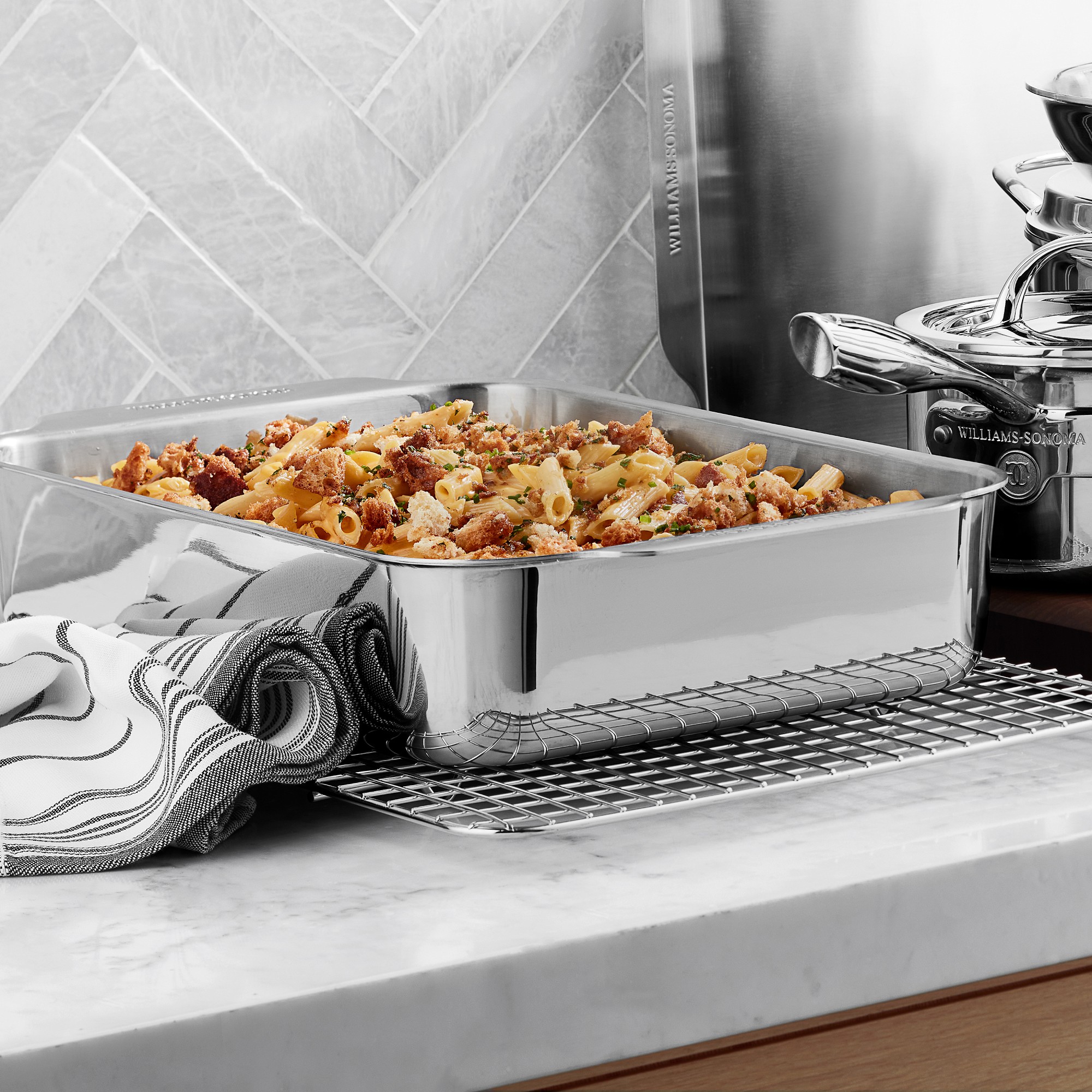 Williams Sonoma Signature Thermo-Clad™ Stainless-Steel Ovenware Lasagna Baker, 17