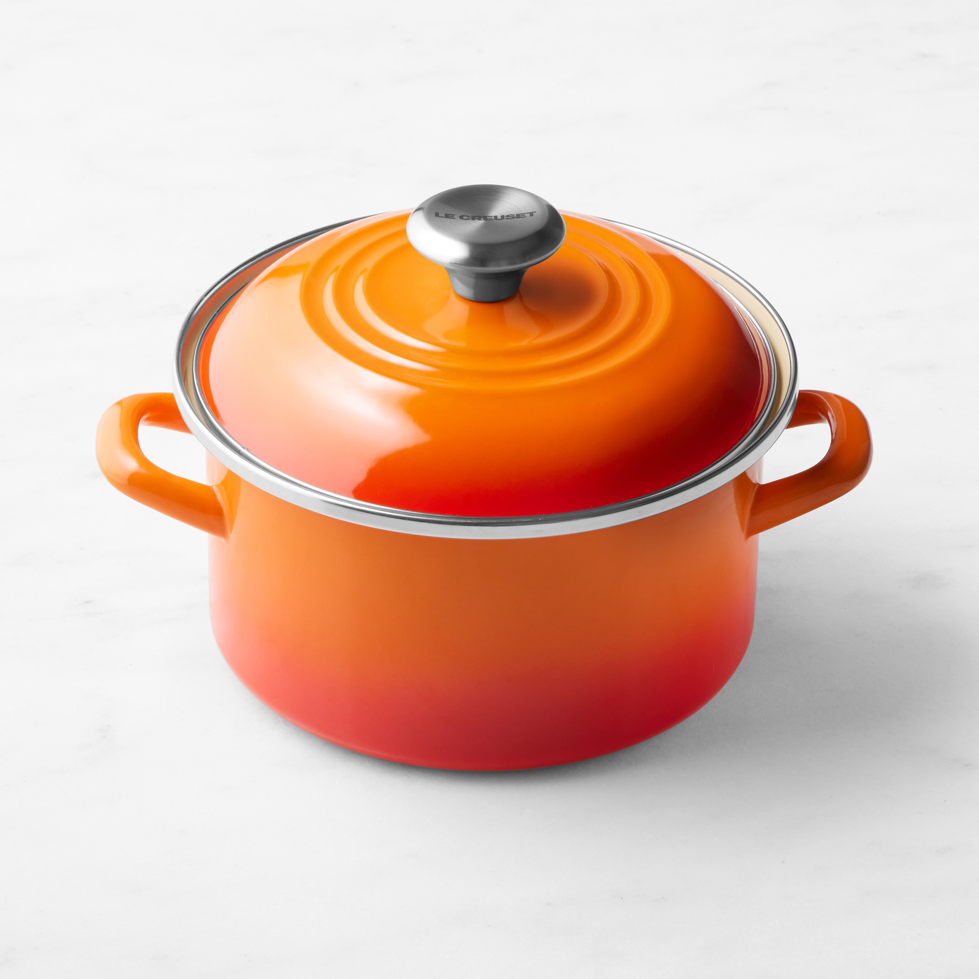 Le Creuset Enameled-Steel Stock Pot with Stainless-Steel Knob