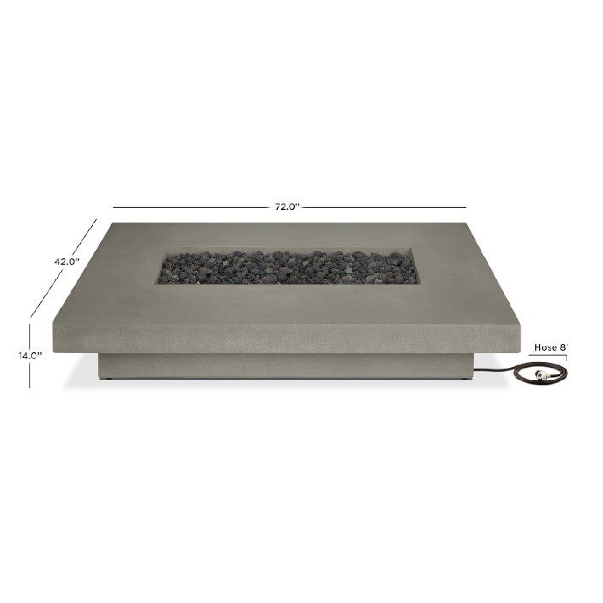 Novato Low Rectangle Propane Fire Table (72