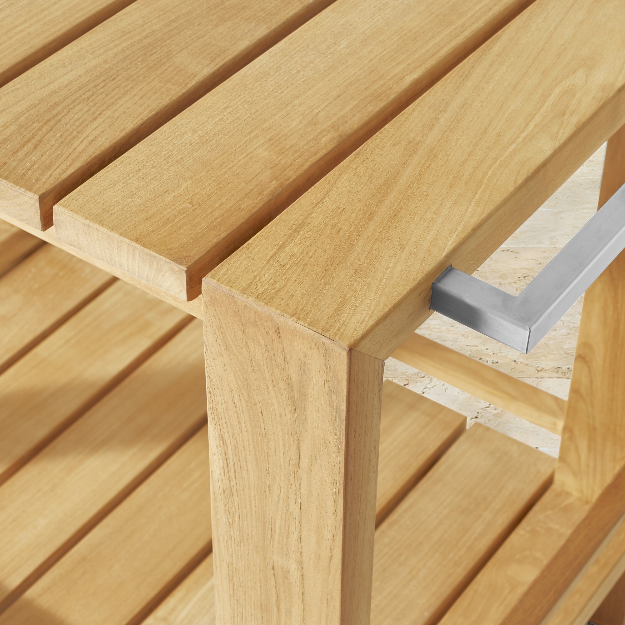 Larnaca Outdoor Teak Bar Cart (39