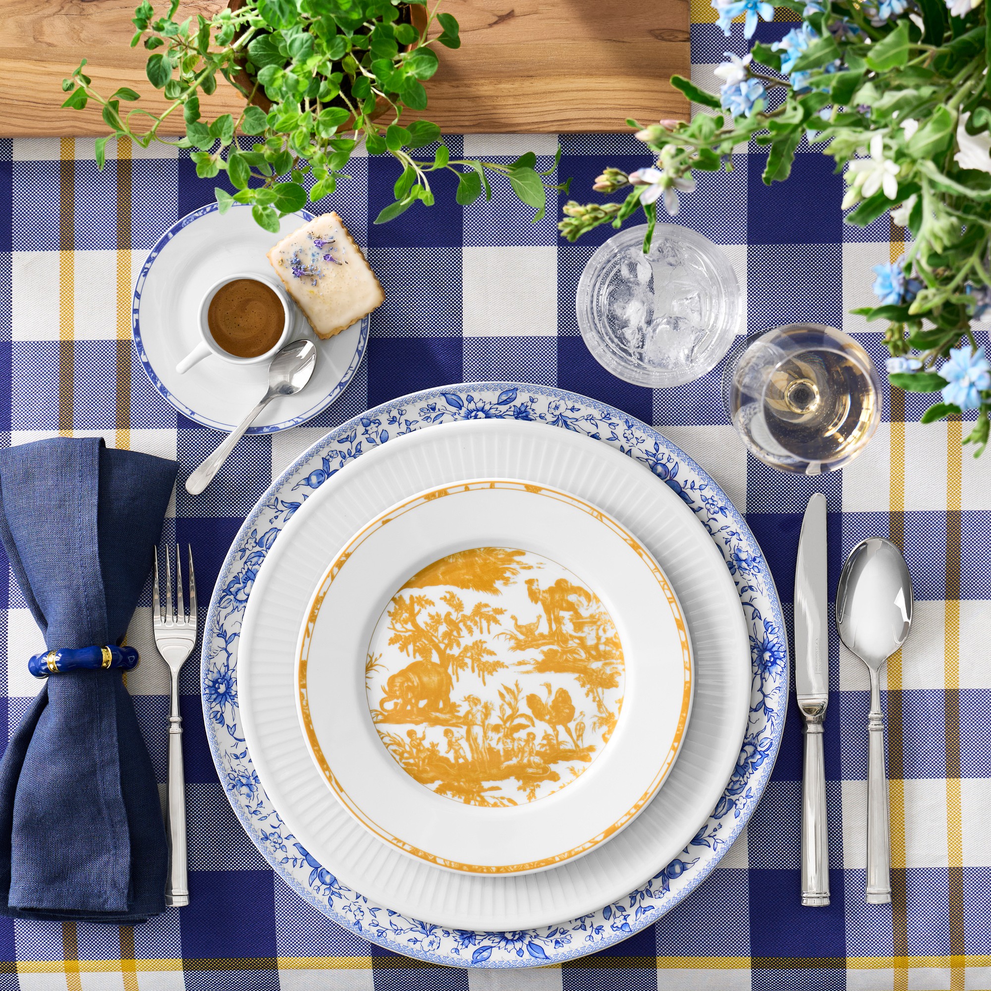 Gingham Floral Tablecloth