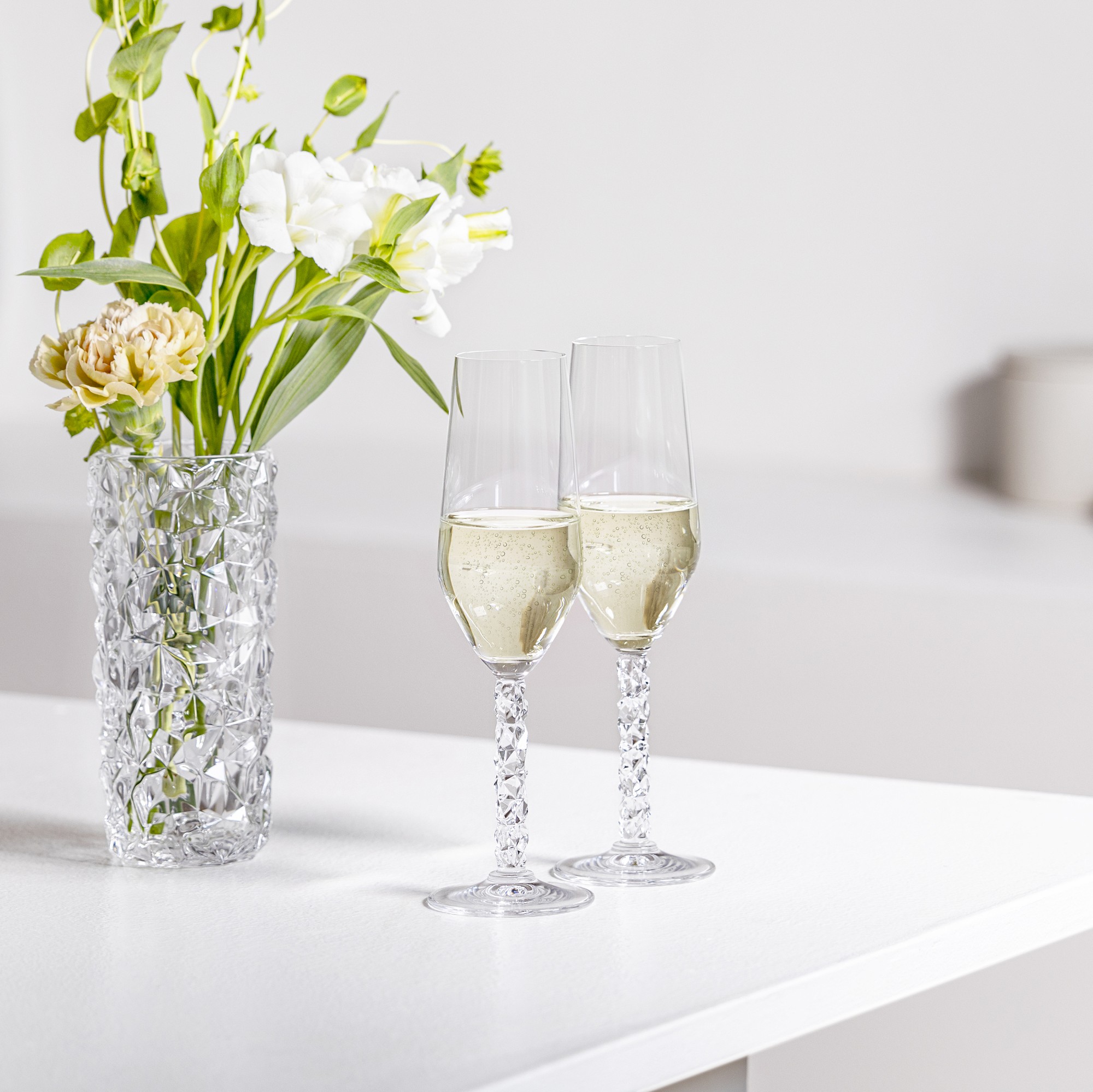Orrefors Carat Champagne Glasses, Set of 2