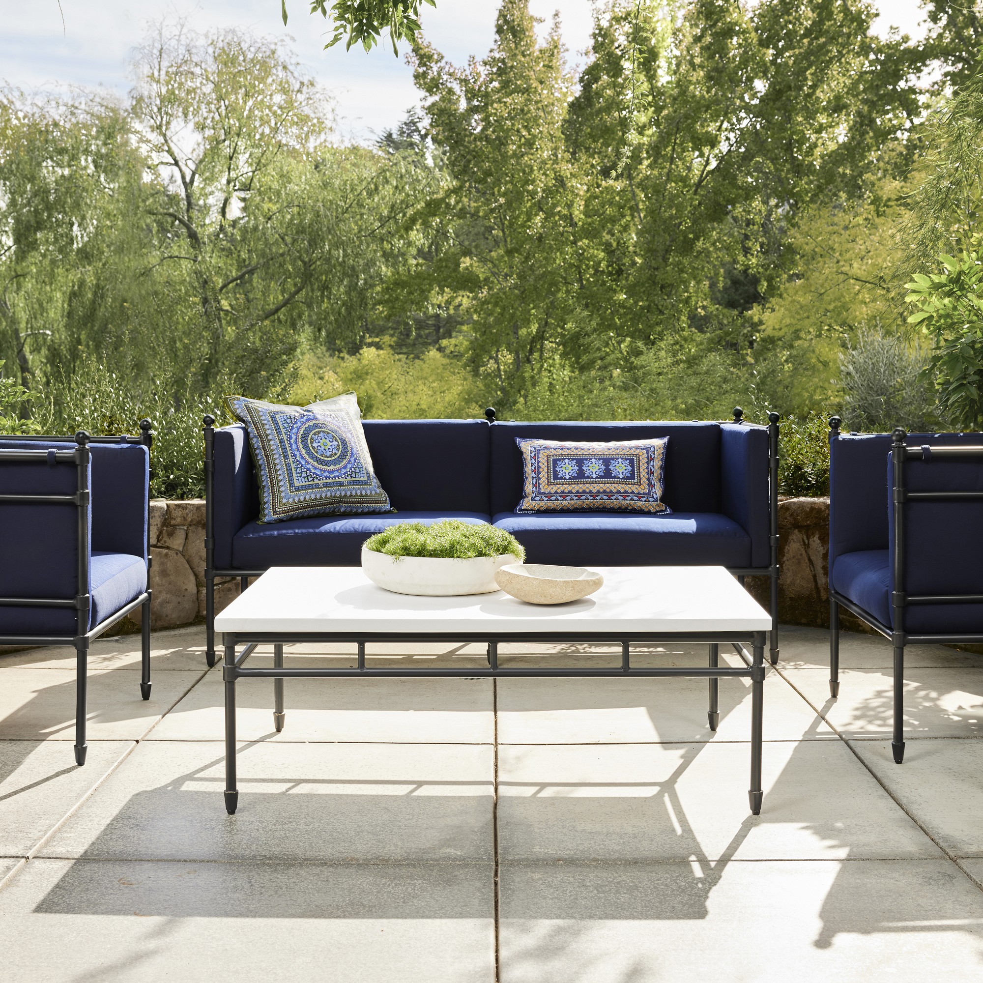 Calistoga Outdoor Fiberstone Rectangular Coffee Table (48