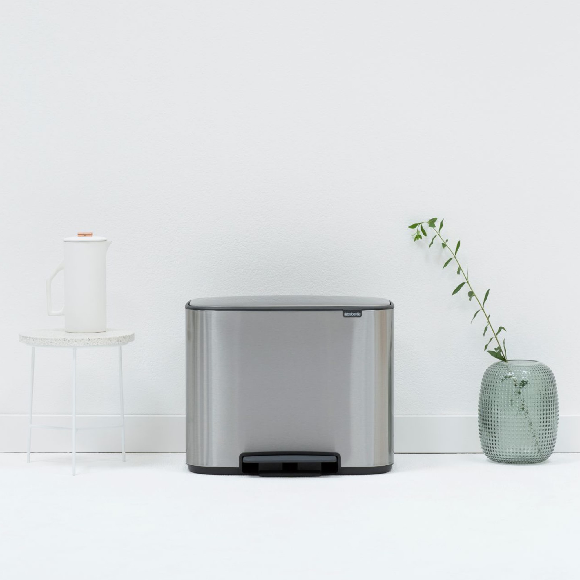 Brabantia Bo Step On Dual Compartment Recycling Trash Can, 3 + 6 Gallon