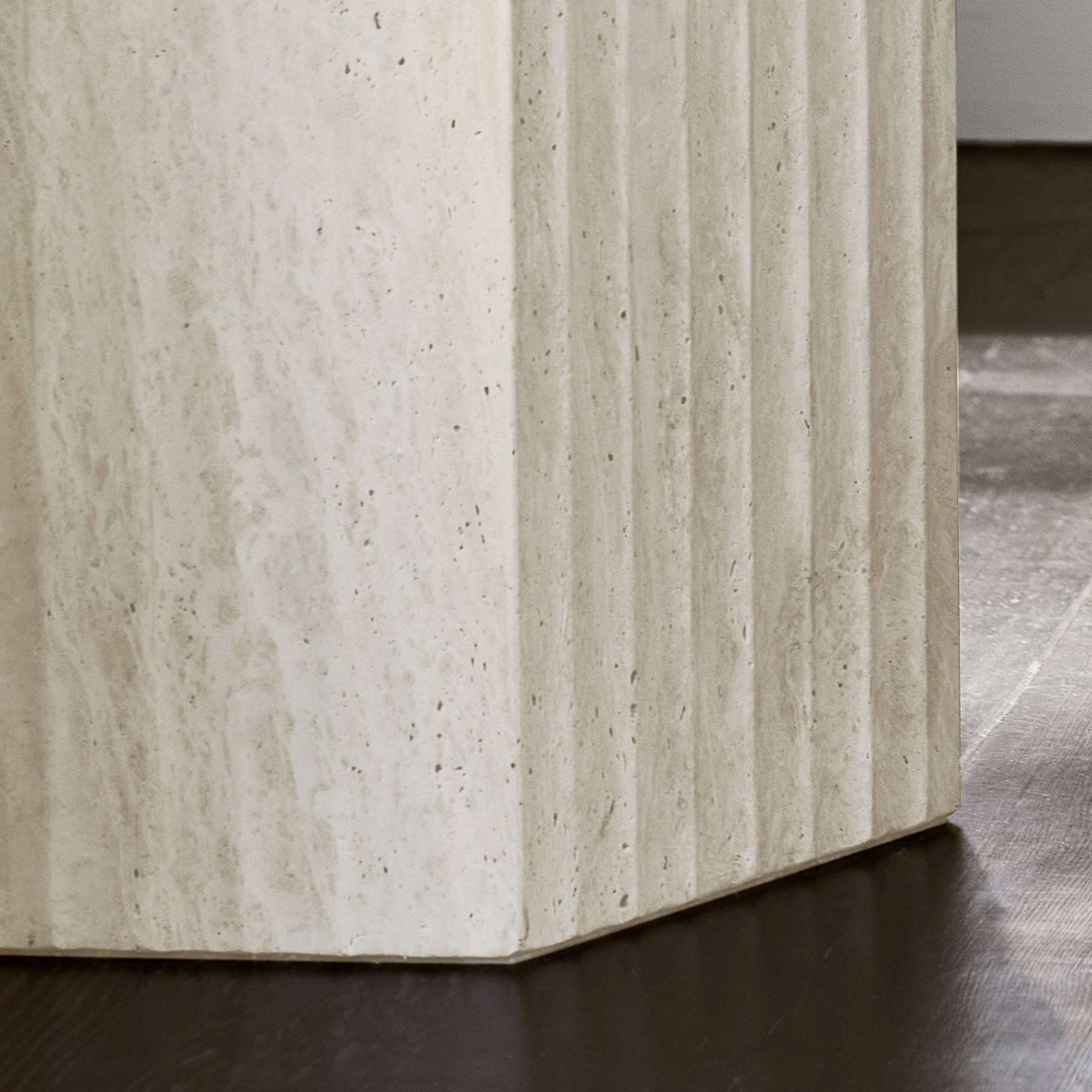 Marina Travertine Fluted Side Table (16