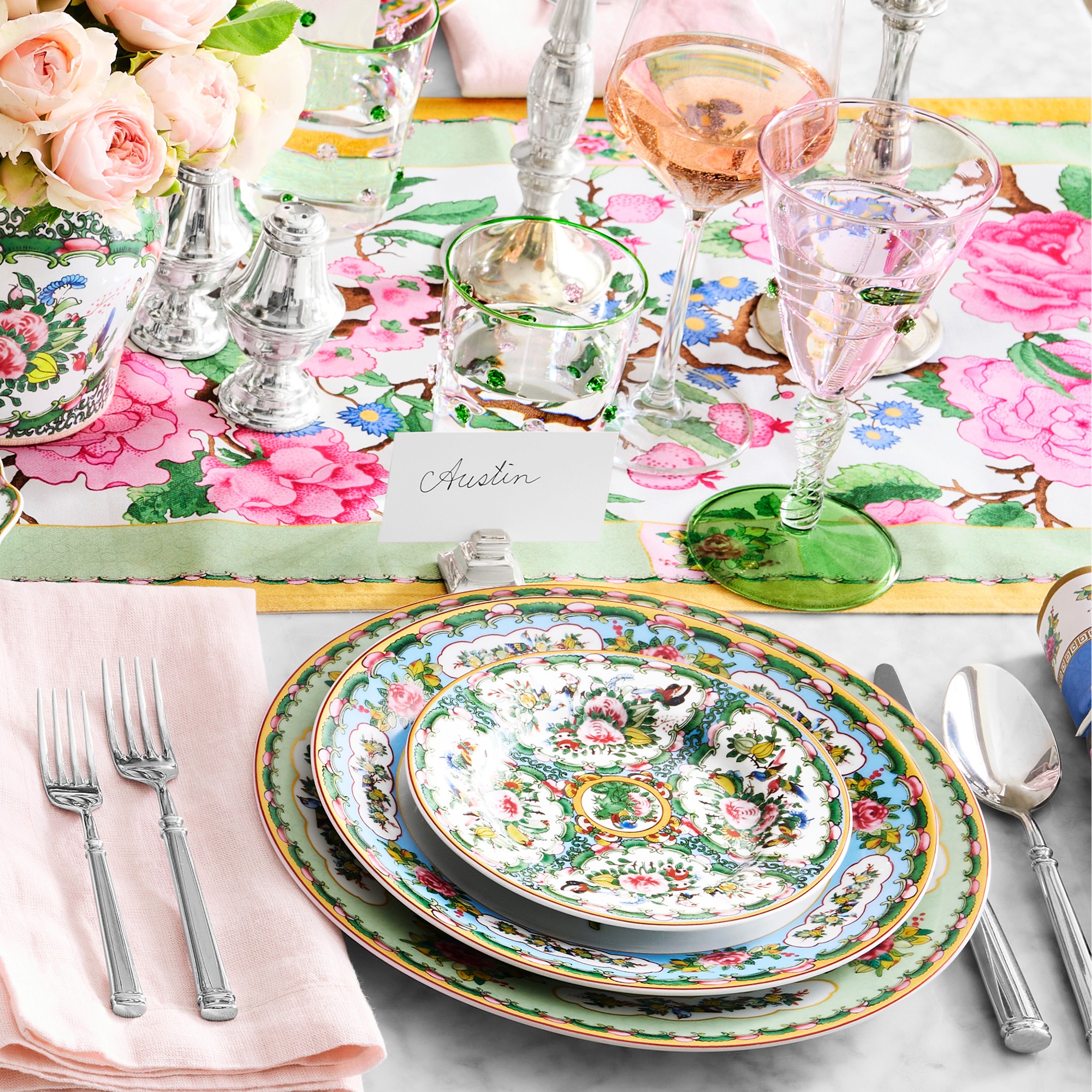 Canton Rose Floral Table Runner