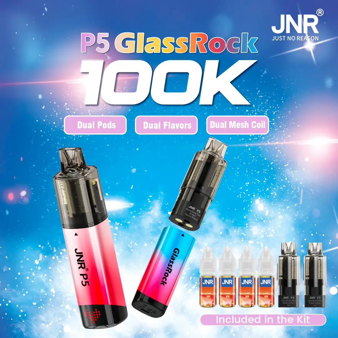 P5 GlassRock Kit 100K Puff- Pod Ricaricabile / Pod Sostituibile / Disposable Vape - JNR Vape Italy