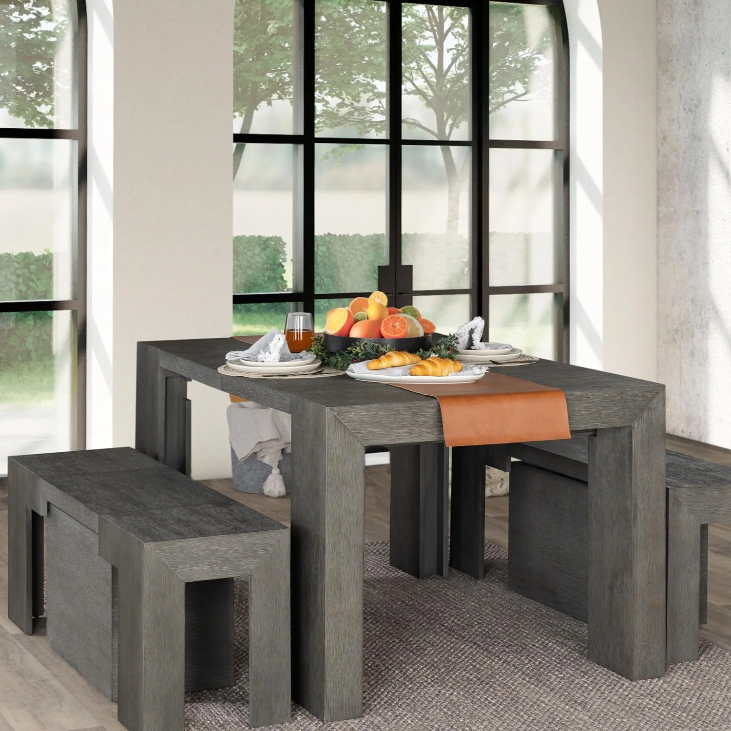 Transformer Table Extendable Dining Table Set for 2 to 12