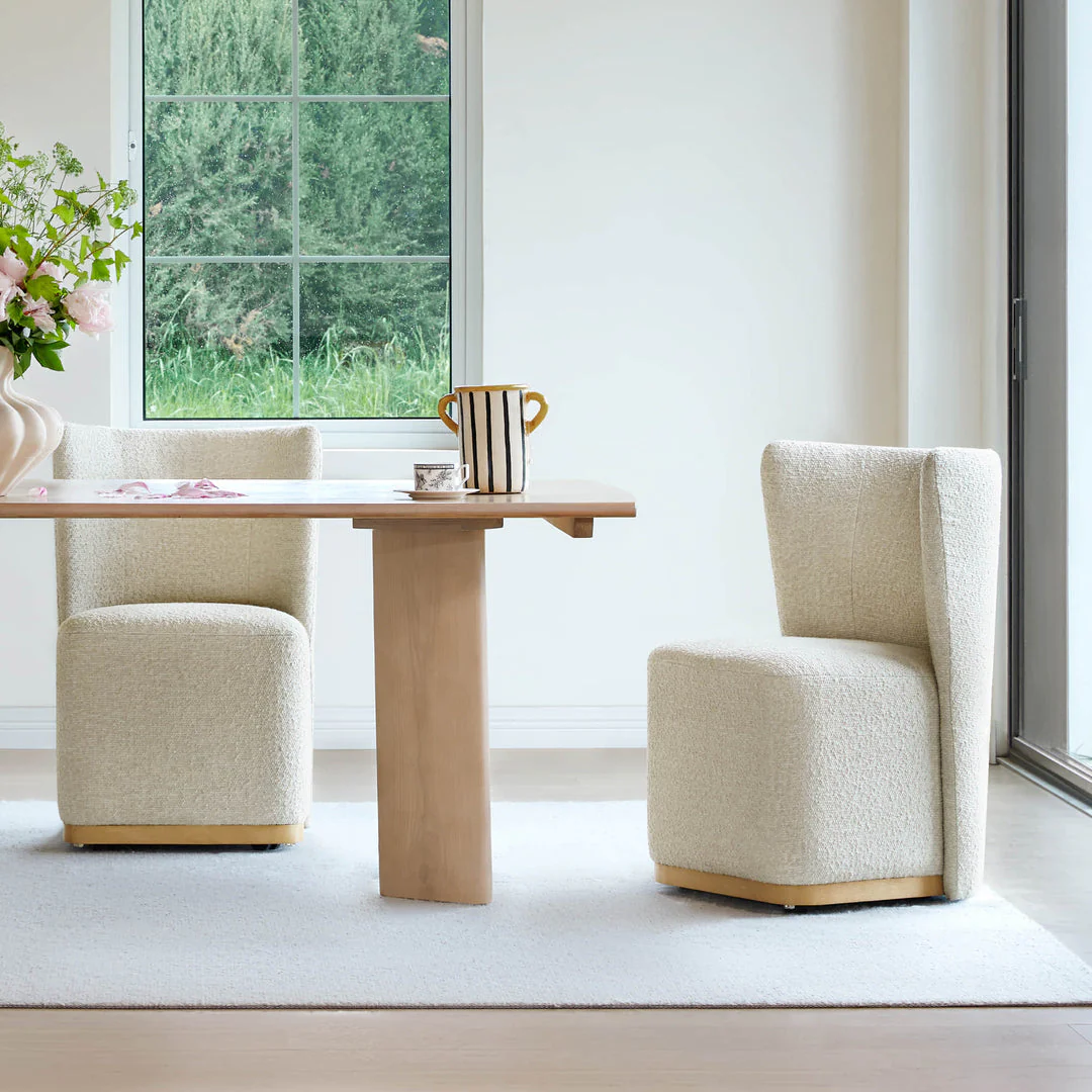 Wingback Rolling Dining Chair With Casters
