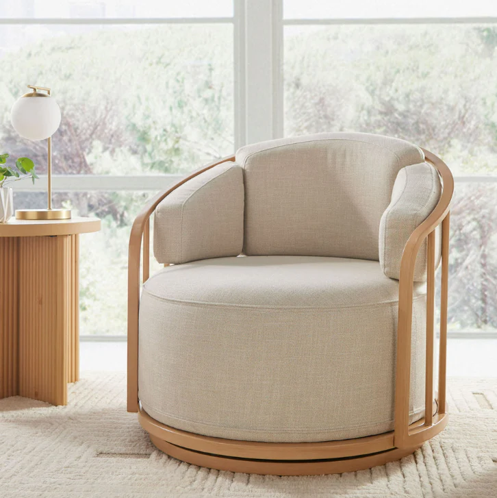 Lilian Swivel Birdcage Chair-Natural Pine Finish