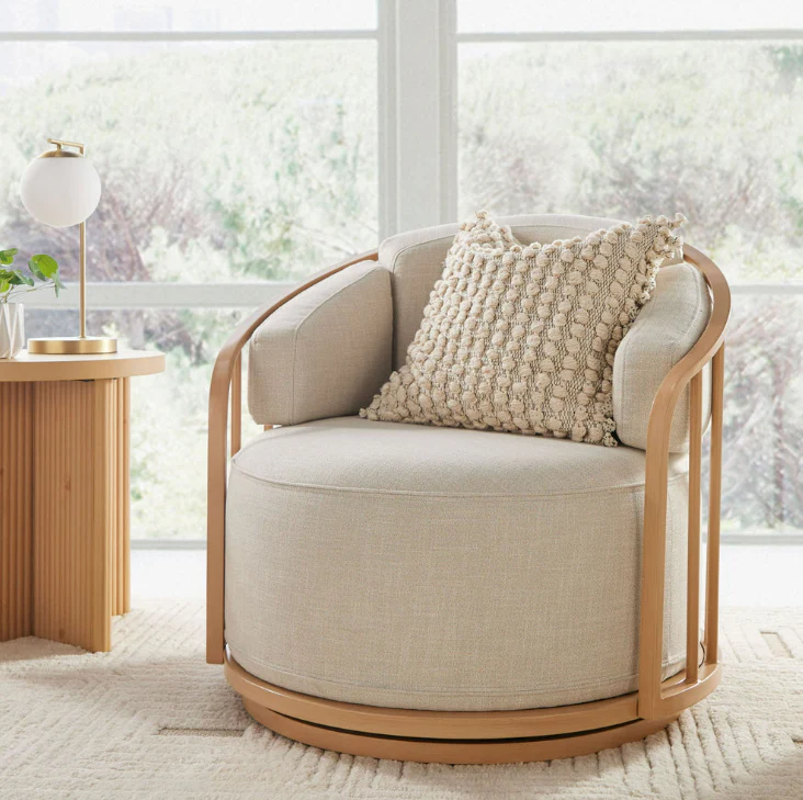 Lilian Swivel Birdcage Chair-Natural Pine Finish