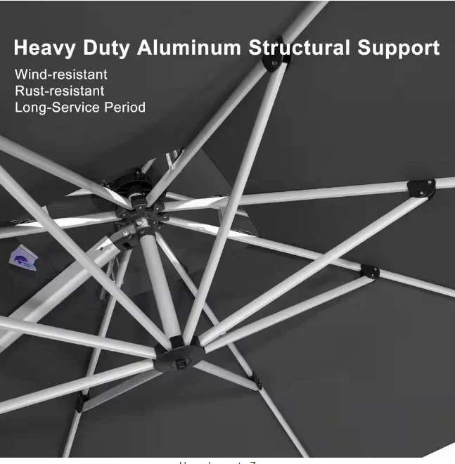 Square High-Quality Aluminum Cantilever Outdoor Patio Umbrella