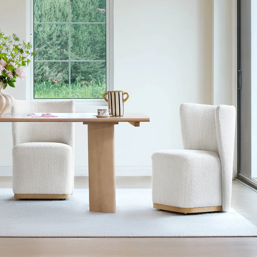 Wingback Rolling Dining Chair With Casters