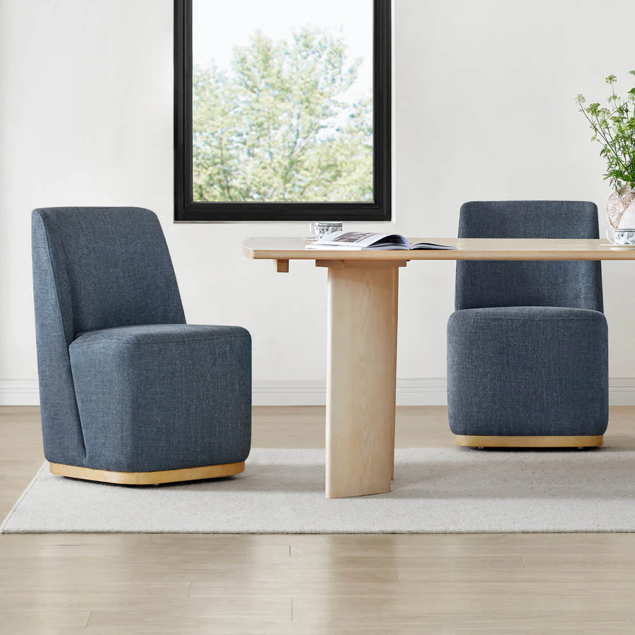 Wingback Rolling Dining Chair With Casters