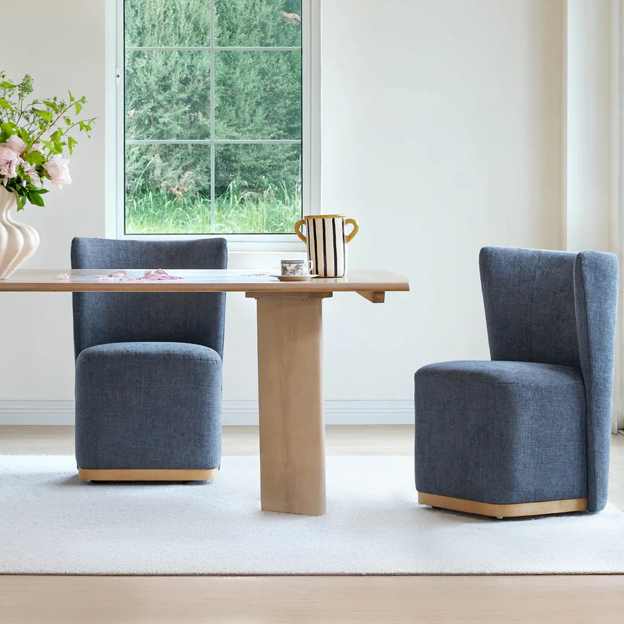 Wingback Rolling Dining Chair With Casters