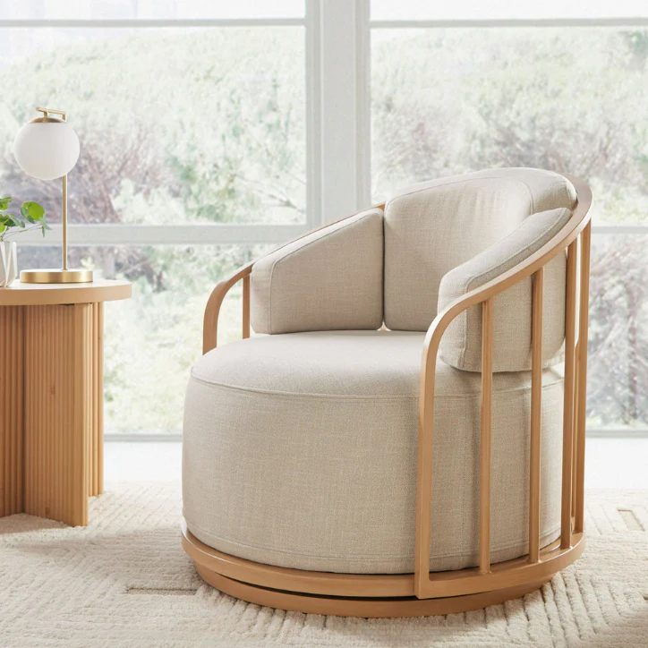 Lilian Swivel Birdcage Chair-Natural Pine Finish