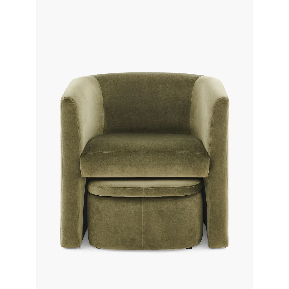 Boucle Chair with Storage Ottoman Set