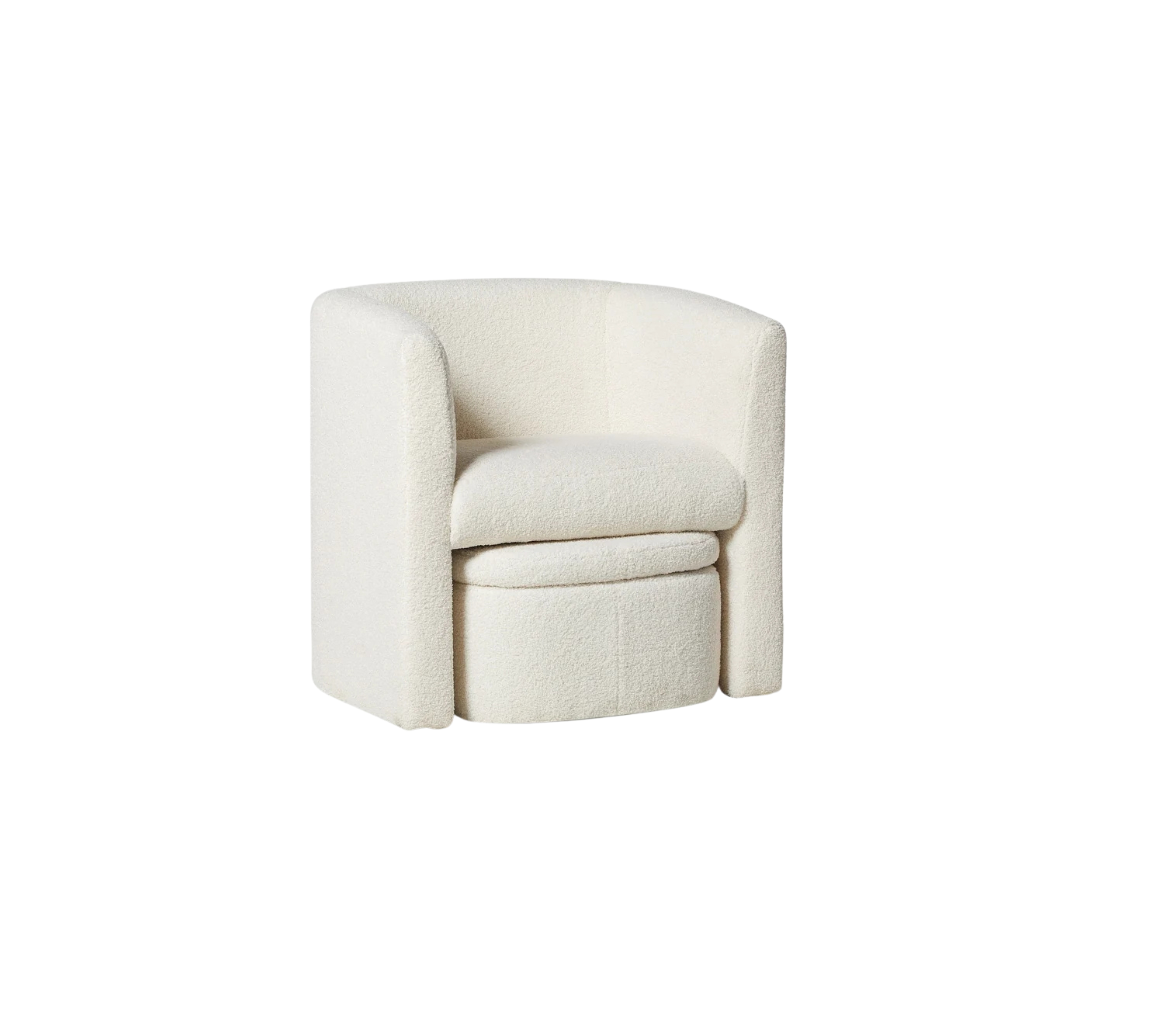 Boucle Chair with Storage Ottoman Set