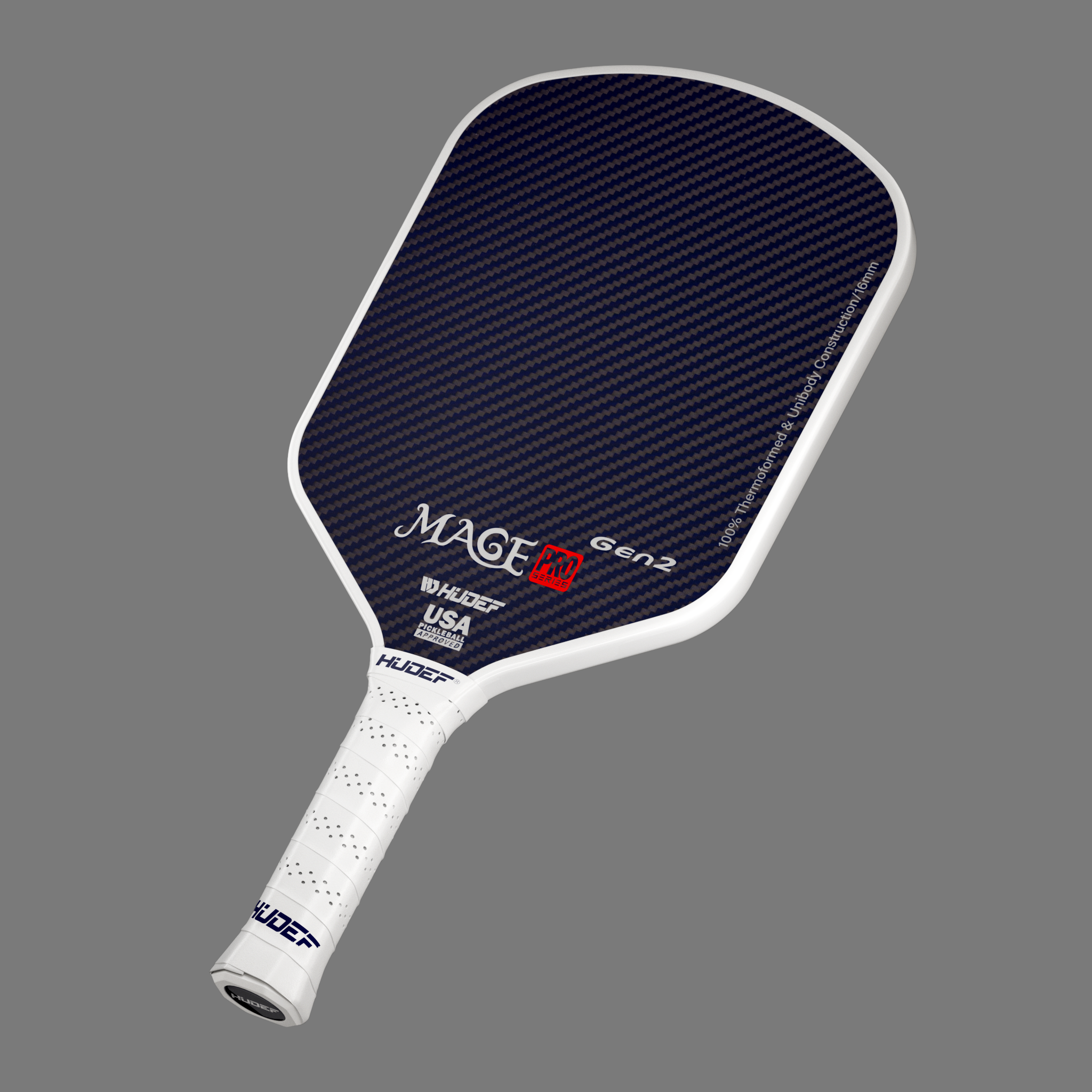 HUDEF Pickleball Paddles, Toray T700 Raw Carbon+Kevlar   with a 16mm Shark Power Polymer Core, USA Pickleball Approved
