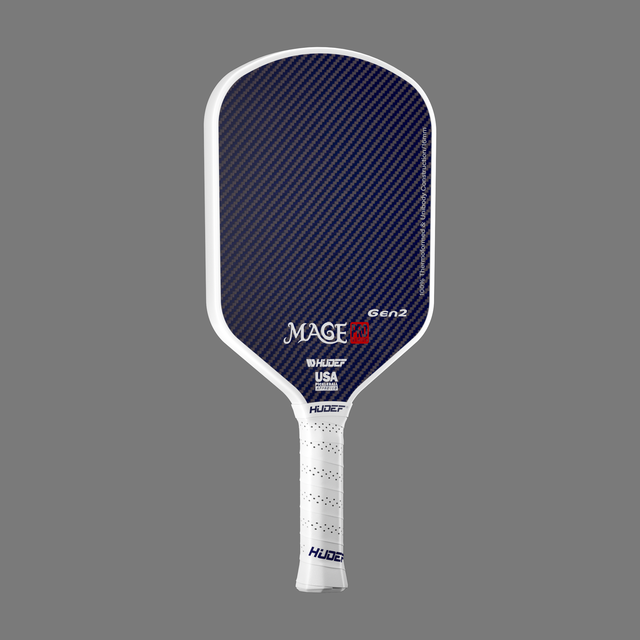 HUDEF Pickleball Paddles, Toray T700 Raw Carbon+Kevlar   with a 16mm Shark Power Polymer Core, USA Pickleball Approved