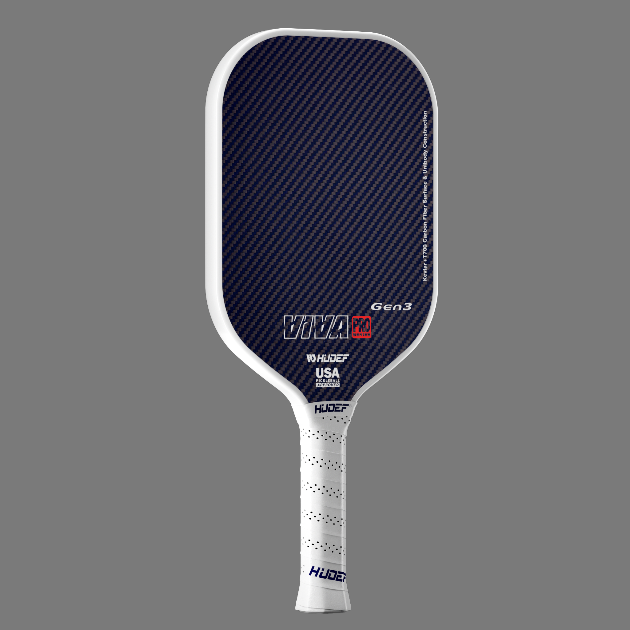 HUDEF Pickleball Paddle 4.5 with 4-Layer Viva Pro  T700 3D18K 3-Layer Raw Carbon Fiber  USAPA Approved Lightweight Pickleball Racketsfor Men Women