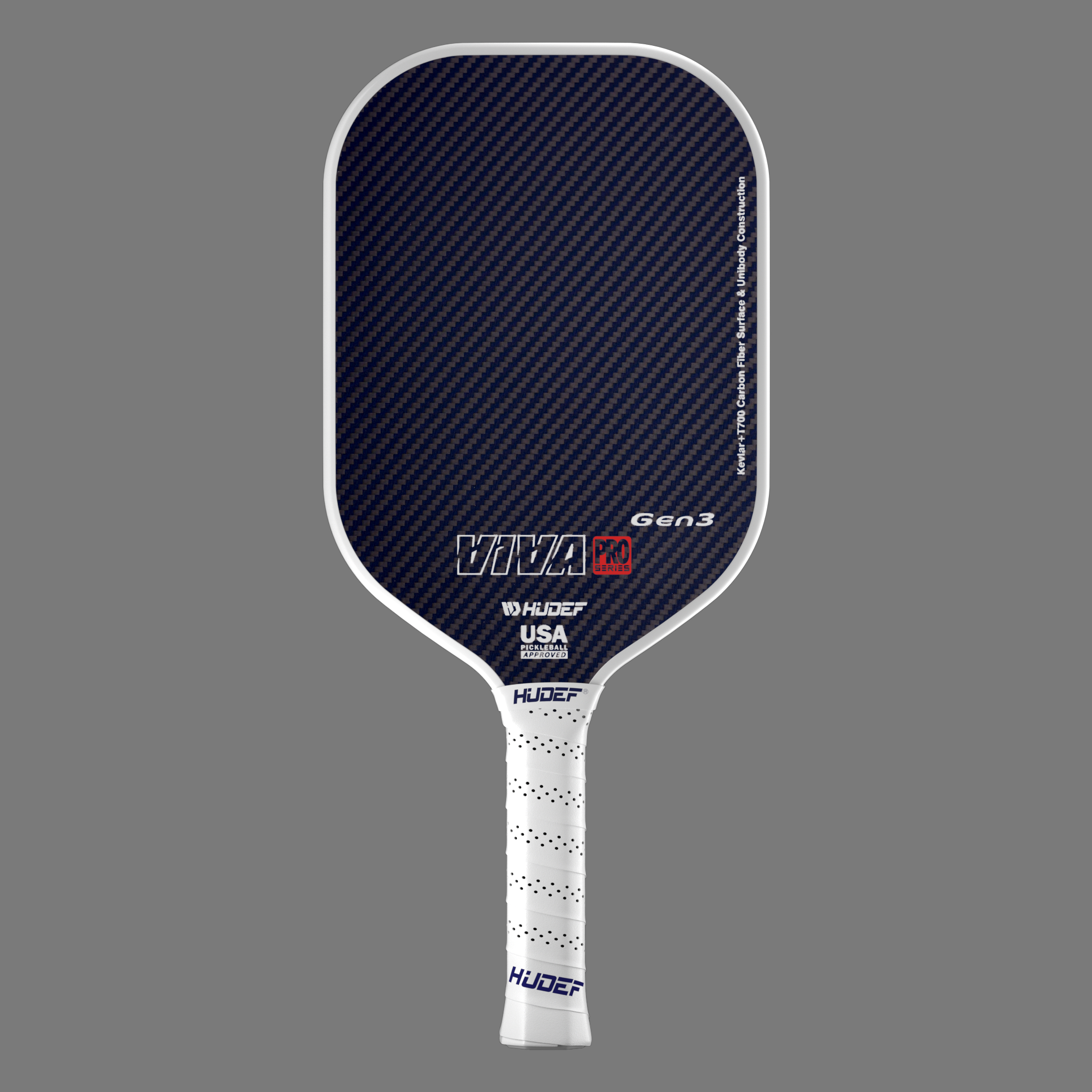 HUDEF Pickleball Paddle 4.5 with 4-Layer Viva Pro  T700 3D18K 3-Layer Raw Carbon Fiber  USAPA Approved Lightweight Pickleball Racketsfor Men Women