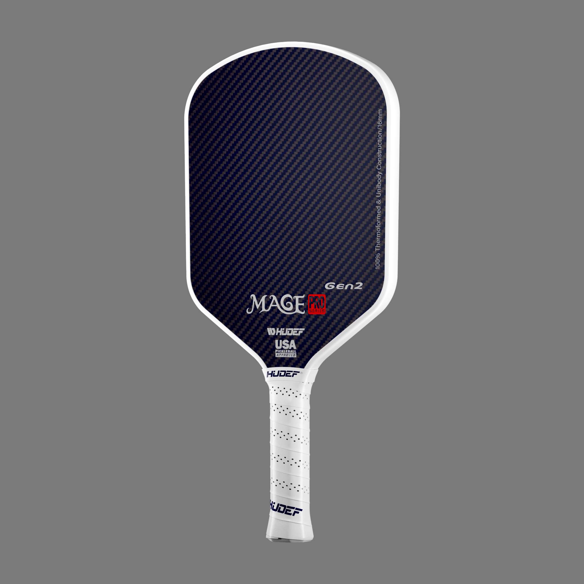 HUDEF Pickleball Paddles, Toray T700 Raw Carbon+Kevlar   with a 16mm Shark Power Polymer Core, USA Pickleball Approved