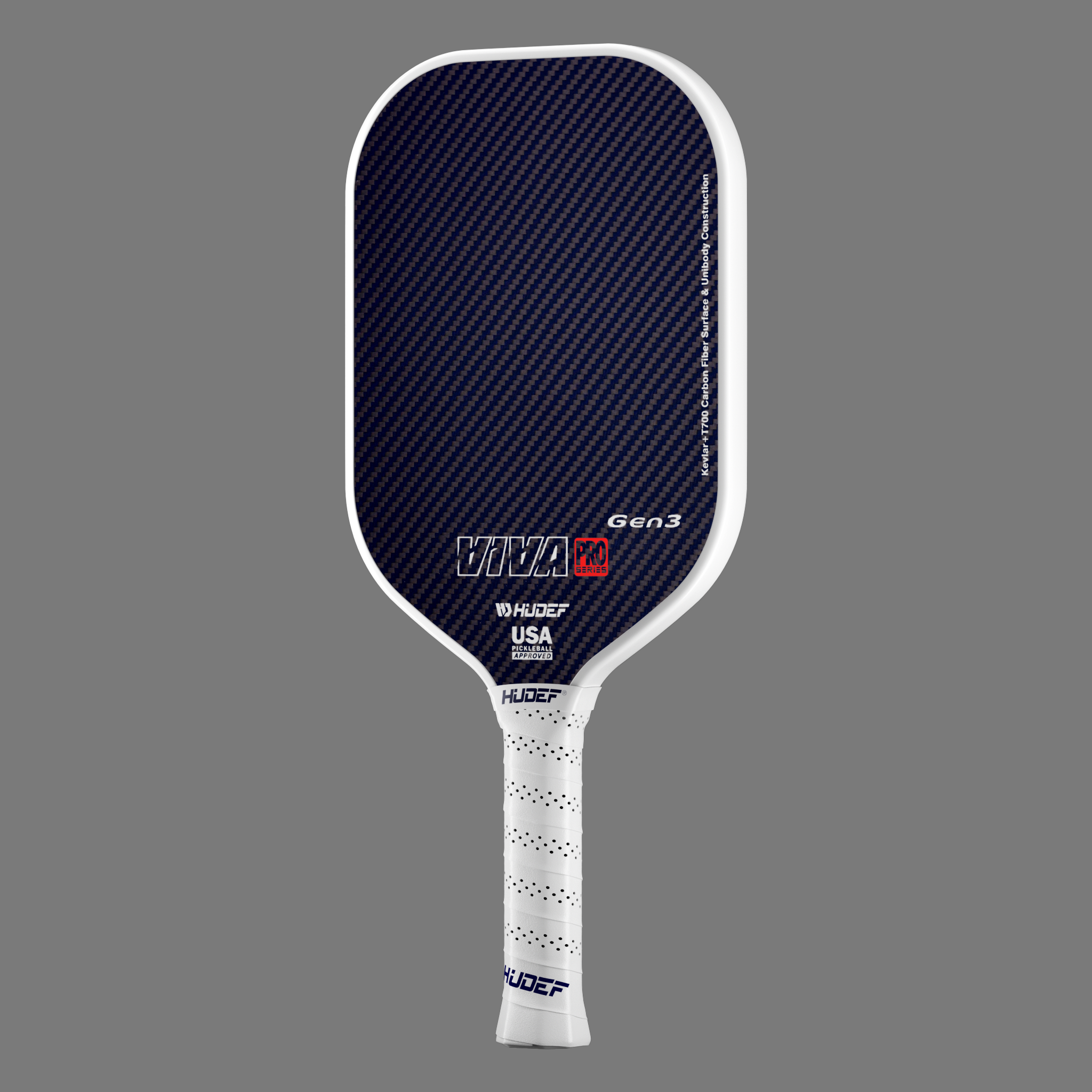 HUDEF Pickleball Paddle 4.5 with 4-Layer Viva Pro  T700 3D18K 3-Layer Raw Carbon Fiber  USAPA Approved Lightweight Pickleball Racketsfor Men Women